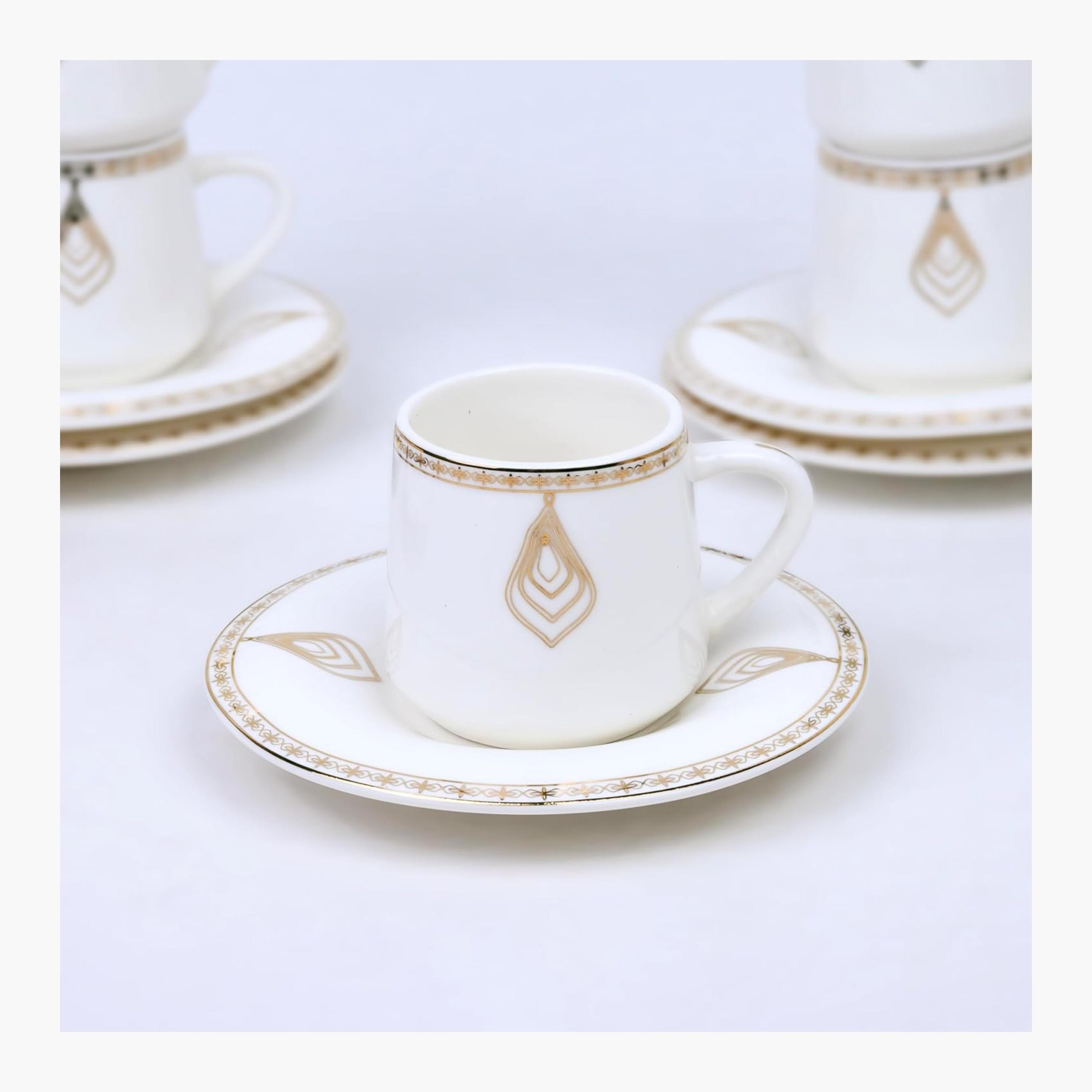 Shallow Porcelain White Coffee Cup & Saucer Set-household-dining-teaandcoffee-teaandcoffeesets-image-1