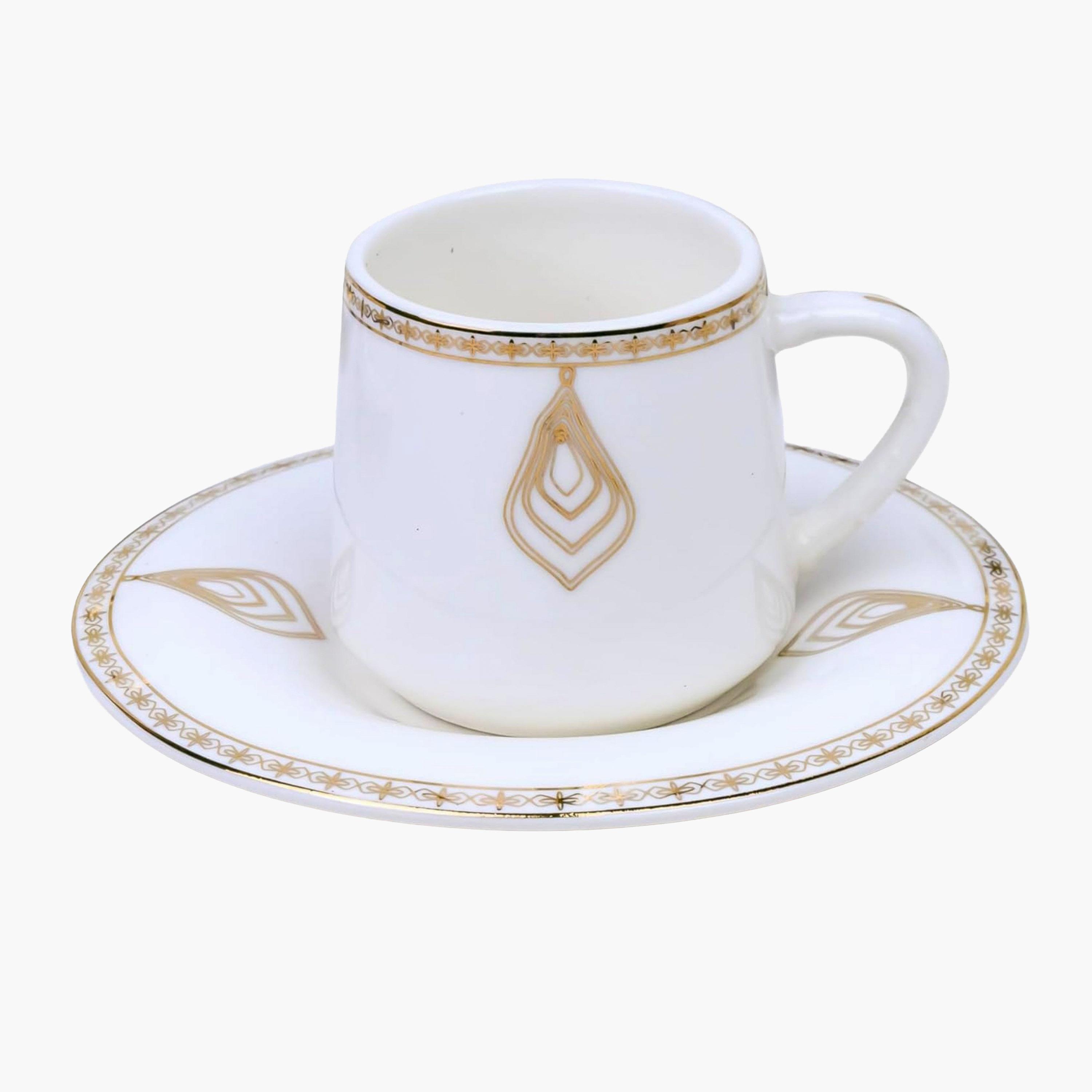 Shallow Porcelain White Coffee Cup & Saucer Set-household-dining-teaandcoffee-teaandcoffeesets-image-2