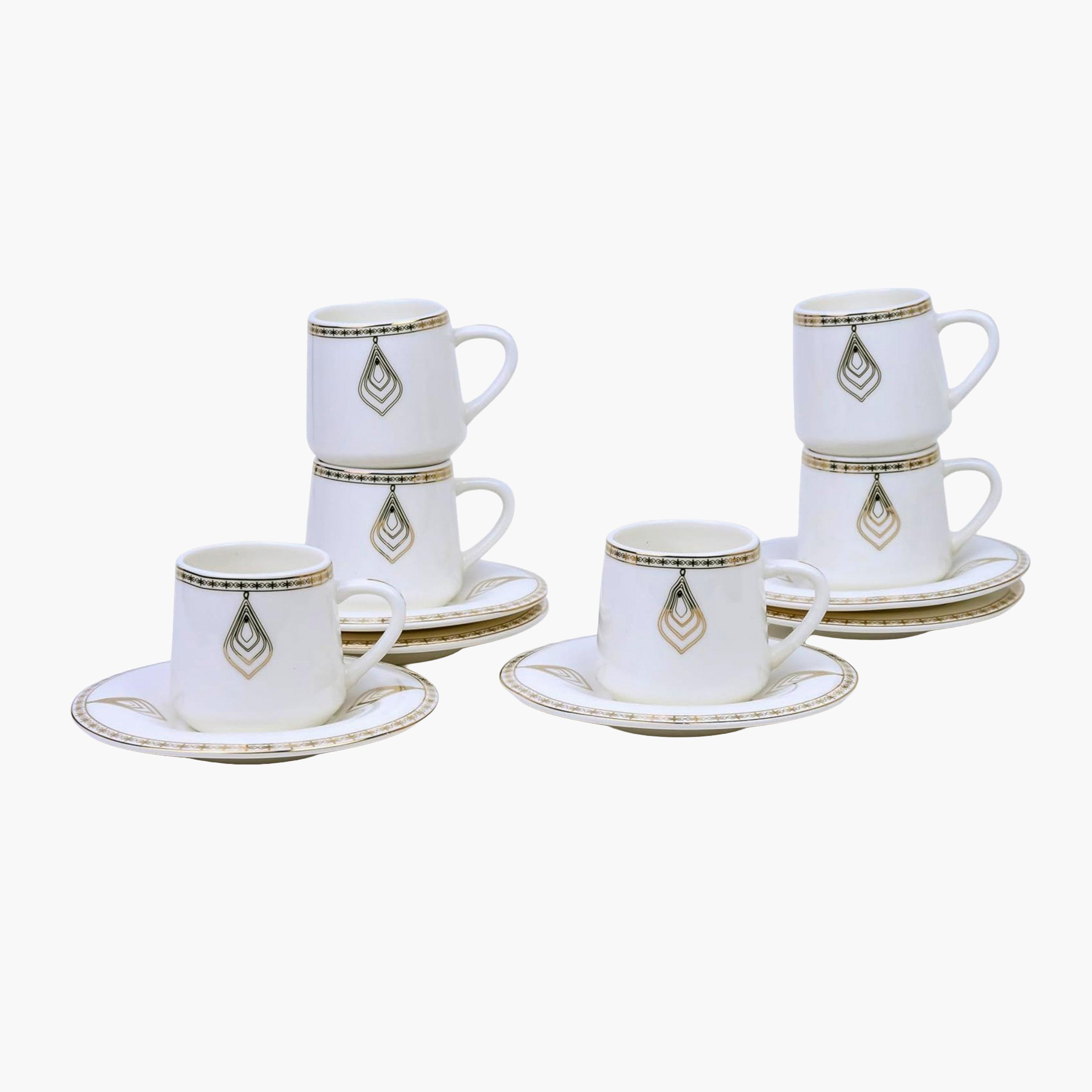 Shallow Porcelain White Coffee Cup & Saucer Set-household-dining-teaandcoffee-teaandcoffeesets-image-3