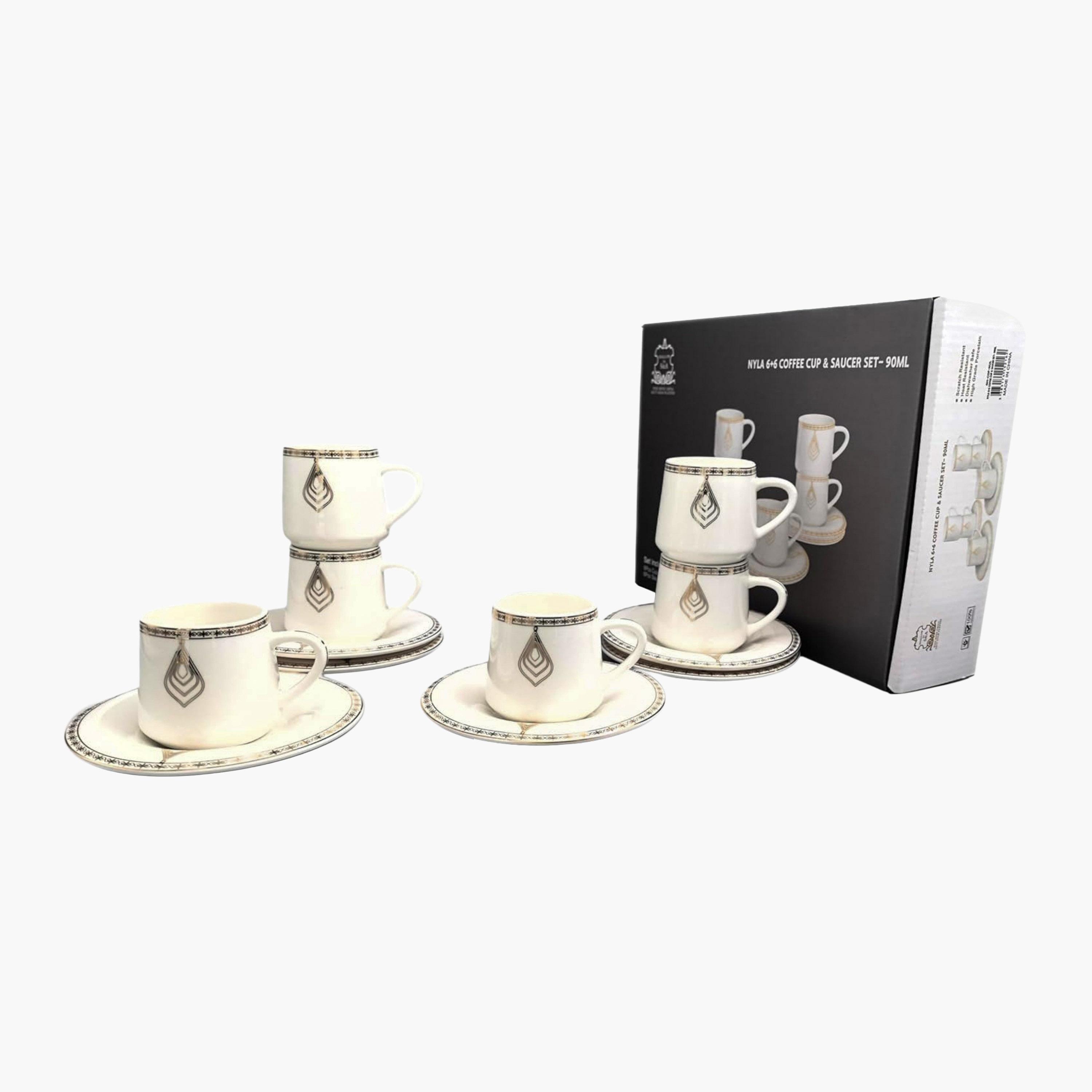 Shallow Porcelain White Coffee Cup & Saucer Set-household-dining-teaandcoffee-teaandcoffeesets-image-4