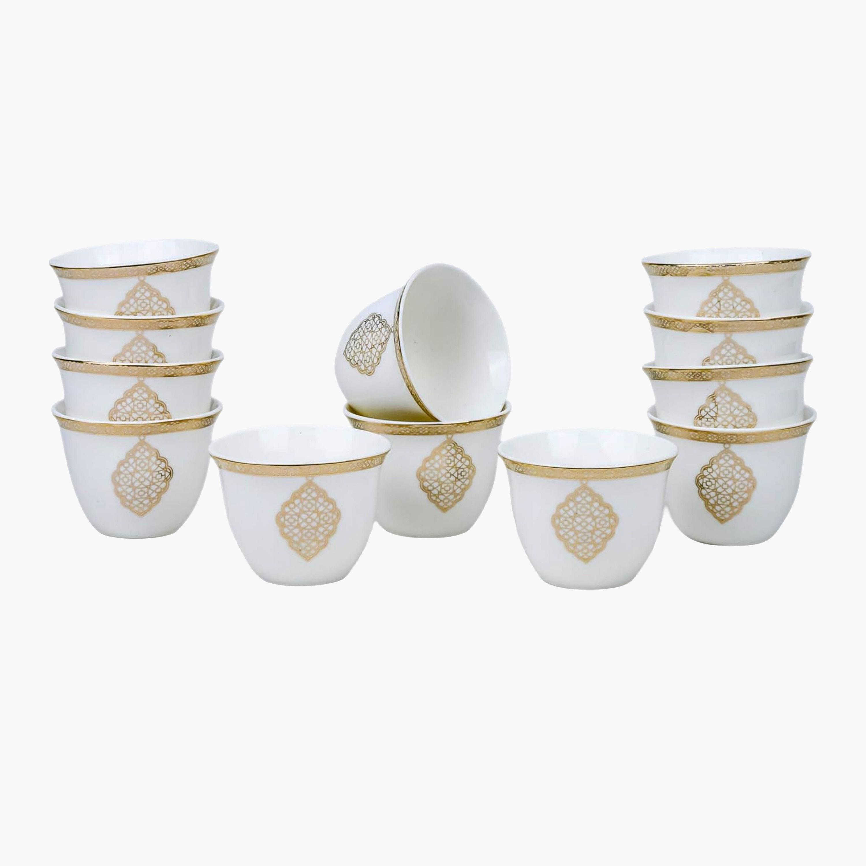 Shallow Porcelain Cawa Cup Set, 12 Pieces-household-dining-teaandcoffee-teaandcoffeesets-image-1