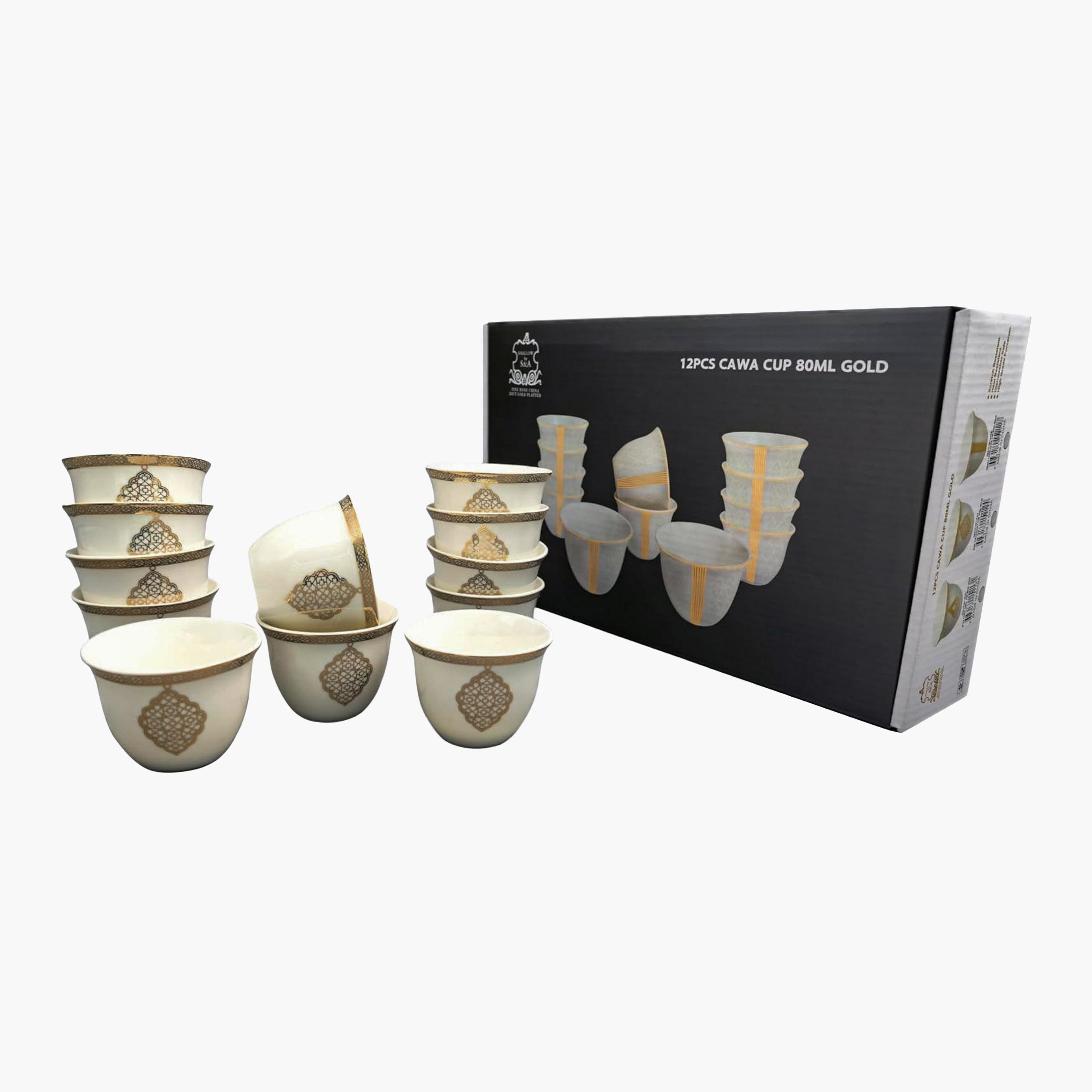 Shallow Porcelain Cawa Cup Set, 12 Pieces-household-dining-teaandcoffee-teaandcoffeesets-image-4