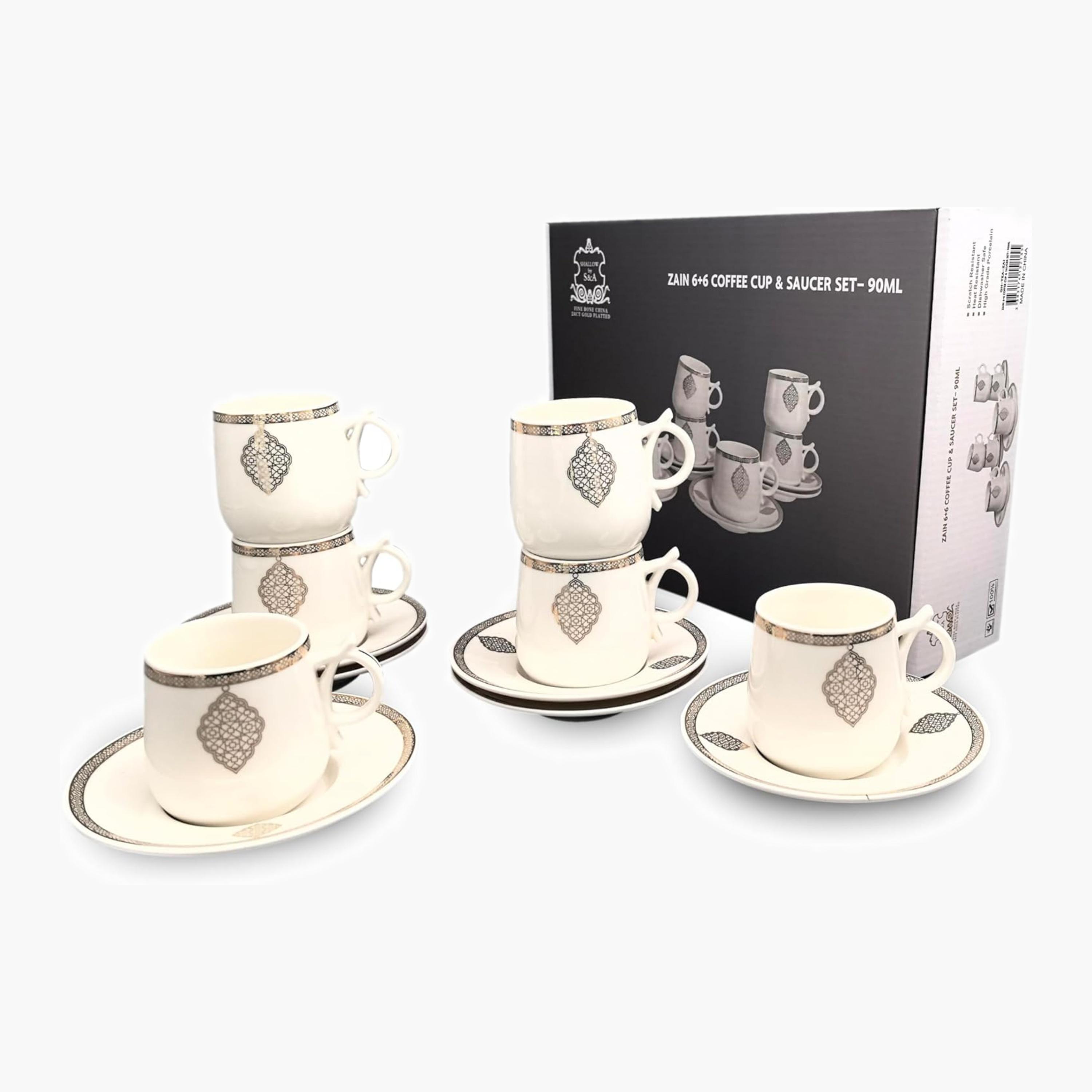 Shallow Porcelain Coffee Cup Saucer Set-household-dining-teaandcoffee-teaandcoffeesets-image-4