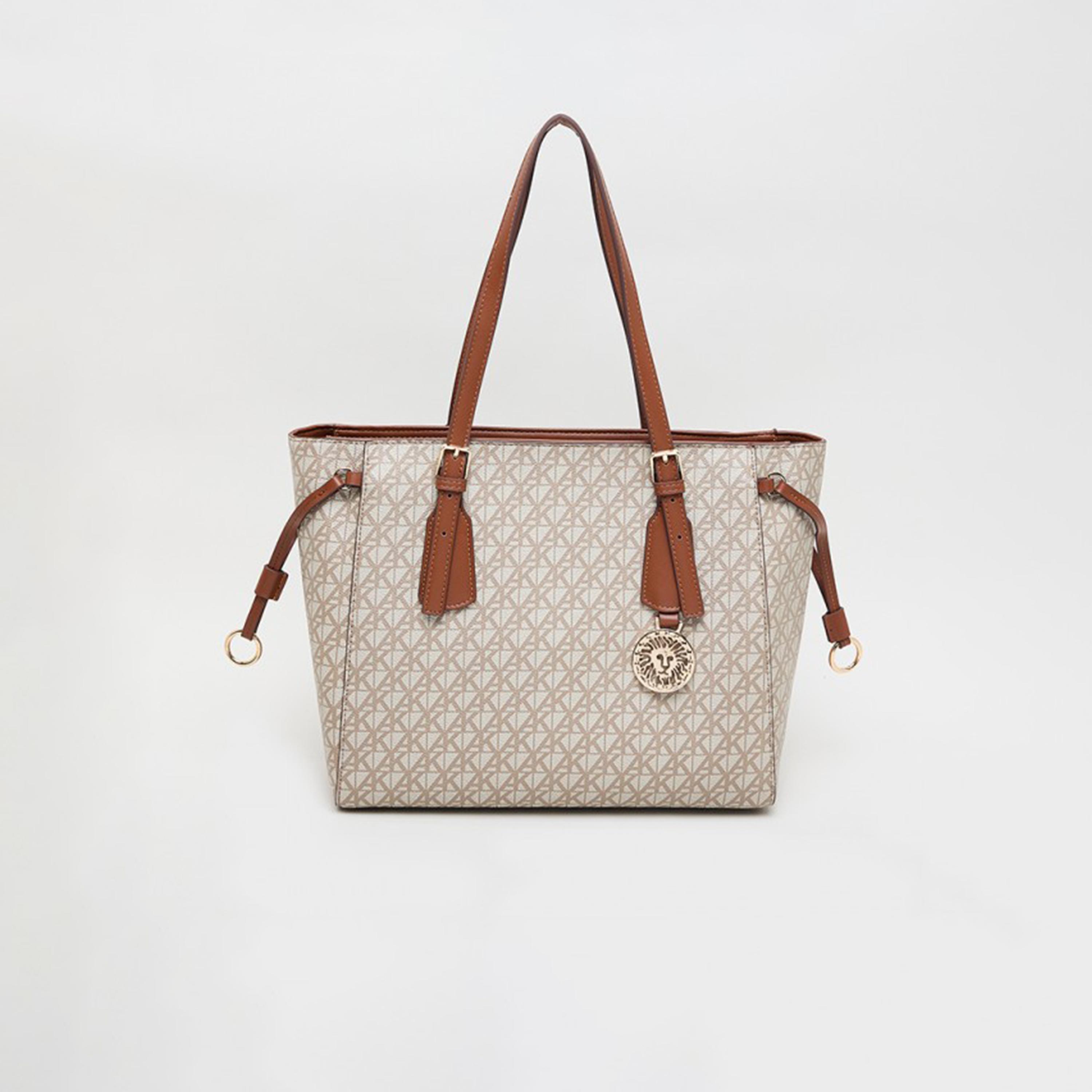 آن كلين - شنطة يد بمقبض علوي مزينة بشعار المونوغرام وسحاب-women-bagsandwallets-handbags-image-1