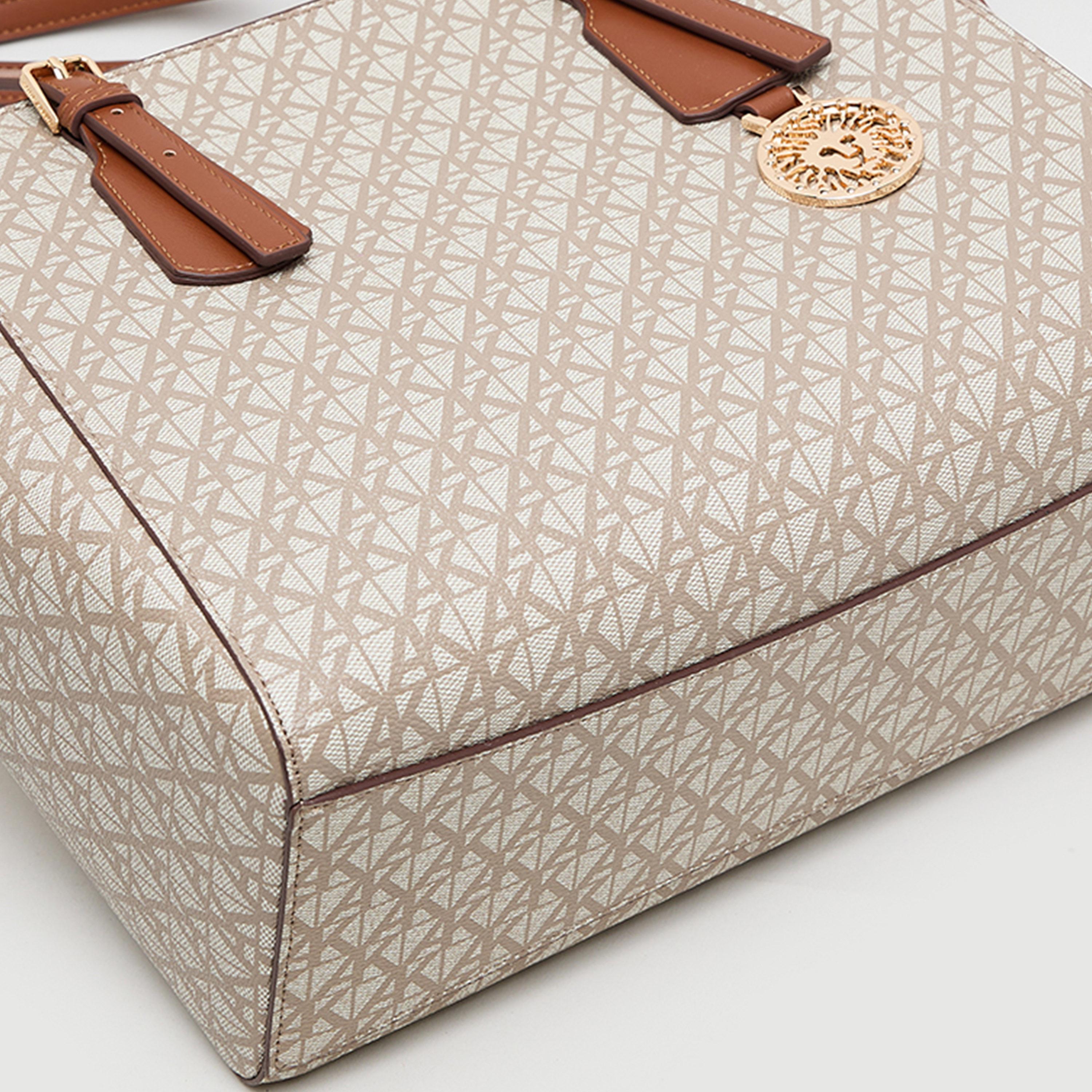 آن كلين - شنطة يد بمقبض علوي مزينة بشعار المونوغرام وسحاب-women-bagsandwallets-handbags-image-6