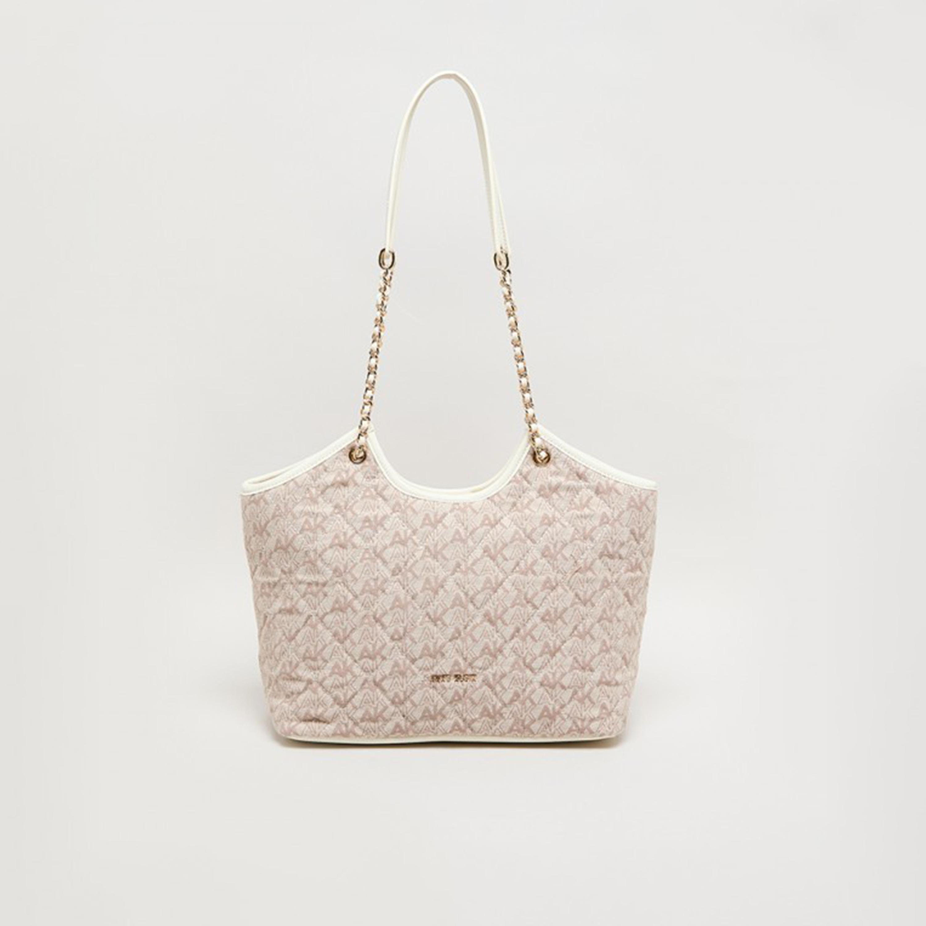 Anne Klein Monogram Double-Handle Shoulder Bag with Open Top and Chain Strap-women-bagsandwallets-handbags-image-1
