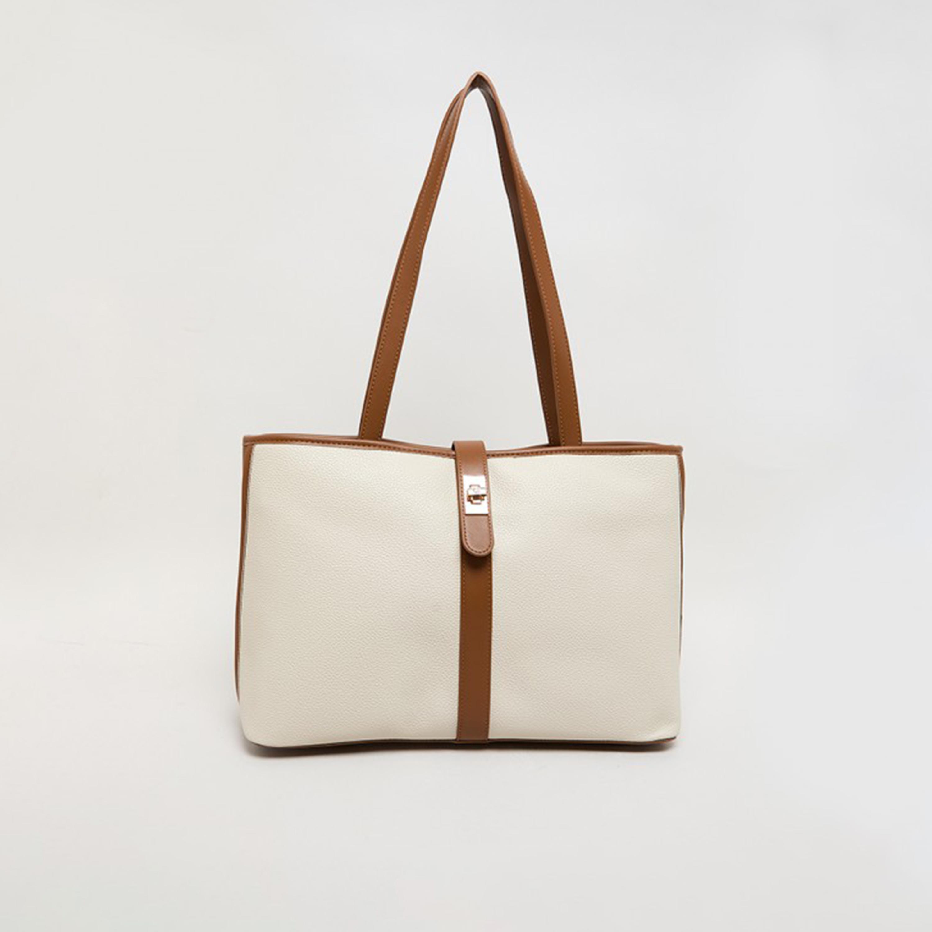 Anne Klein Color Block Top-Handle Tote Bag with Twist Lock-women-bagsandwallets-handbags-image-1