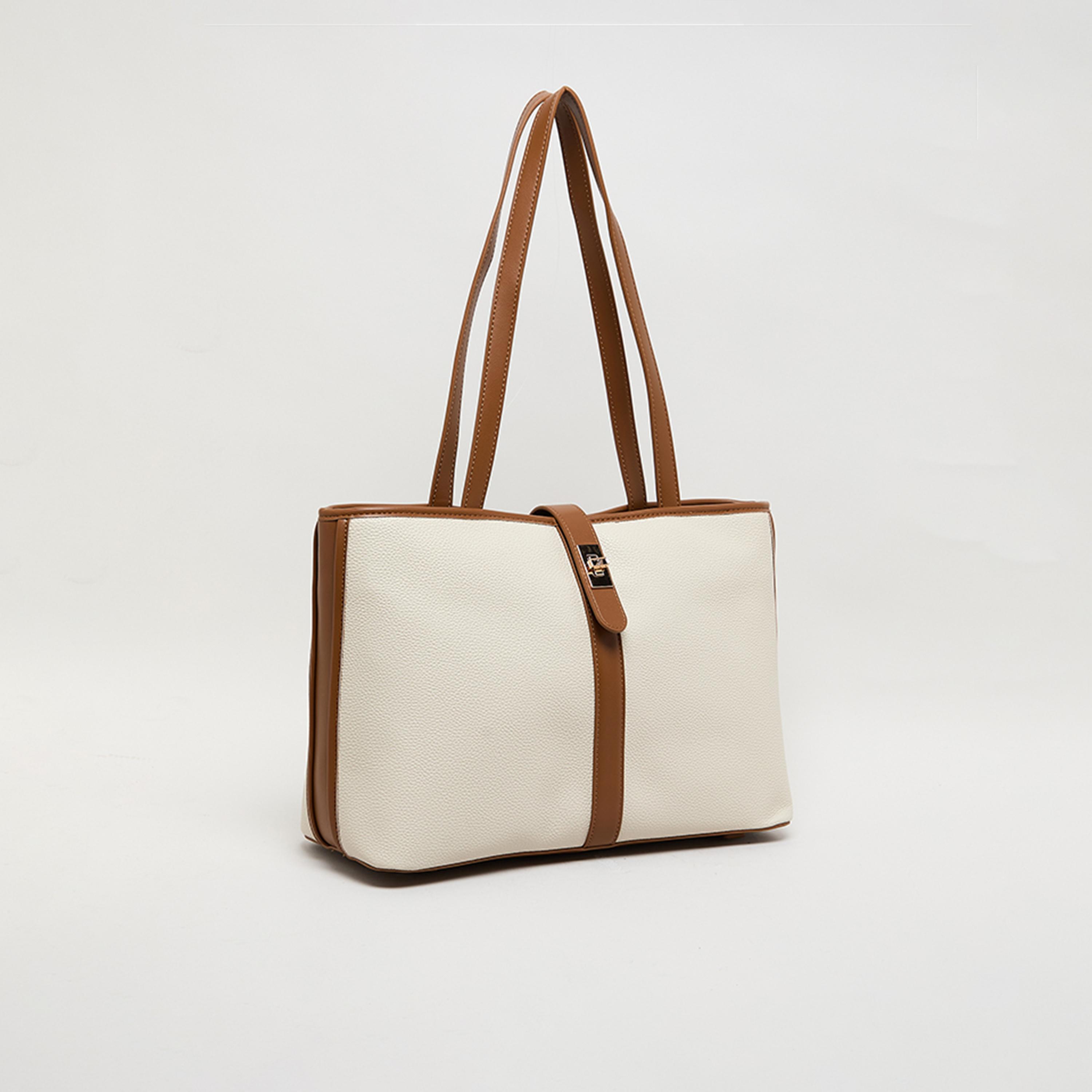 آن كلين - شنطة يد علوية بمقبض وقفل دوار، بتصميم كتل الألوان-women-bagsandwallets-handbags-image-2