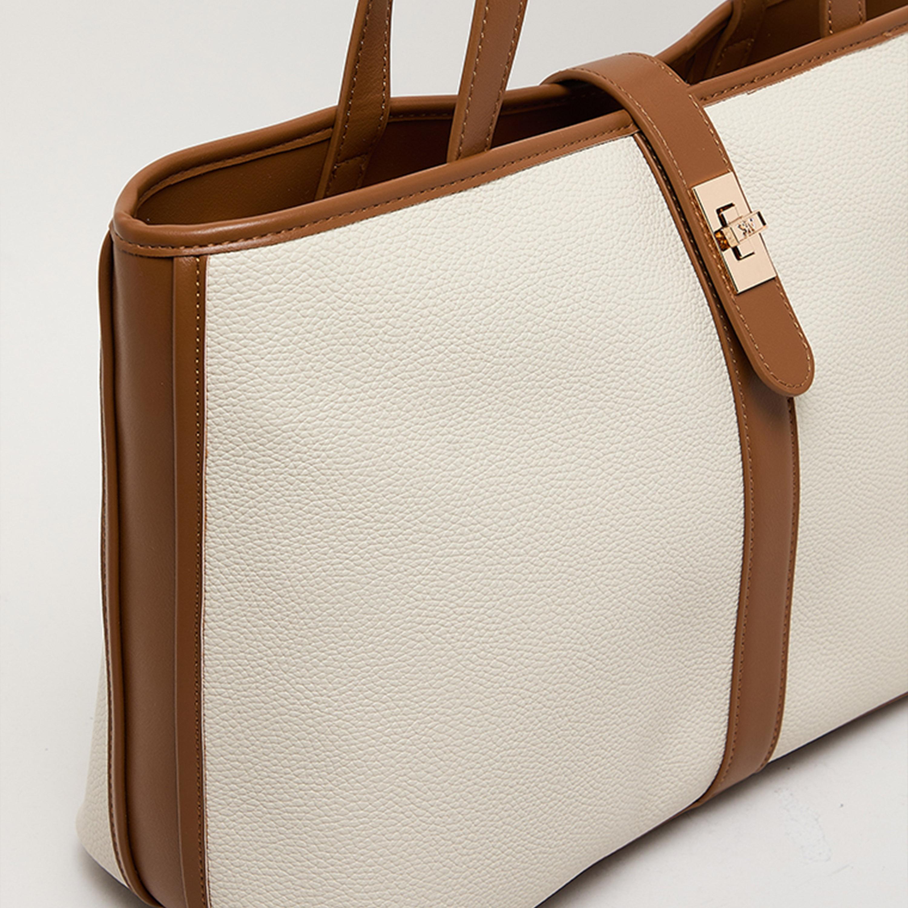 Anne Klein Color Block Top-Handle Tote Bag with Twist Lock-women-bagsandwallets-handbags-image-4