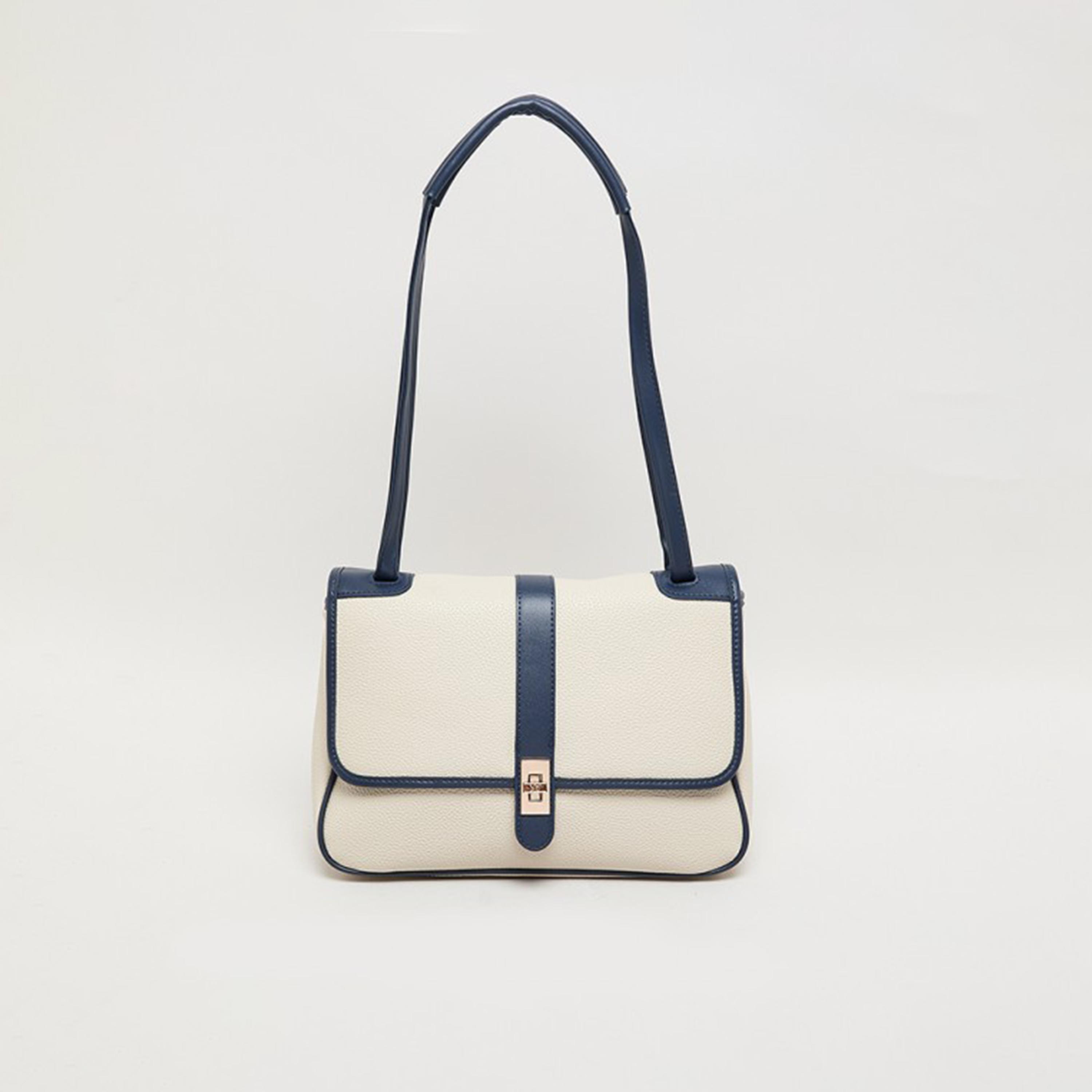 آن كلين - شنطة كتف بمقبض علوي وقفل دوار، بتصميم كتل الألوان-women-bagsandwallets-handbags-image-1