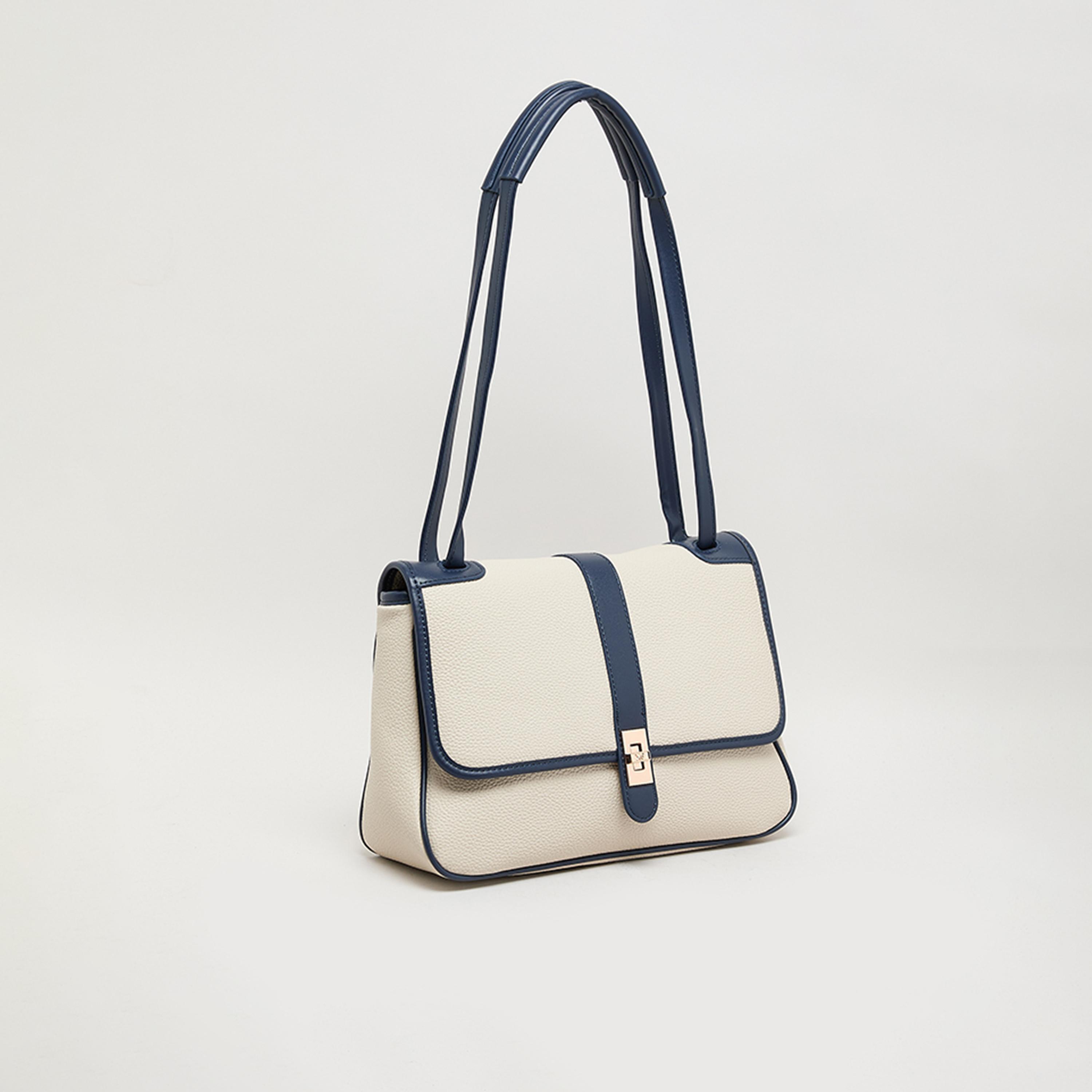 آن كلين - شنطة كتف بمقبض علوي وقفل دوار، بتصميم كتل الألوان-women-bagsandwallets-handbags-image-2