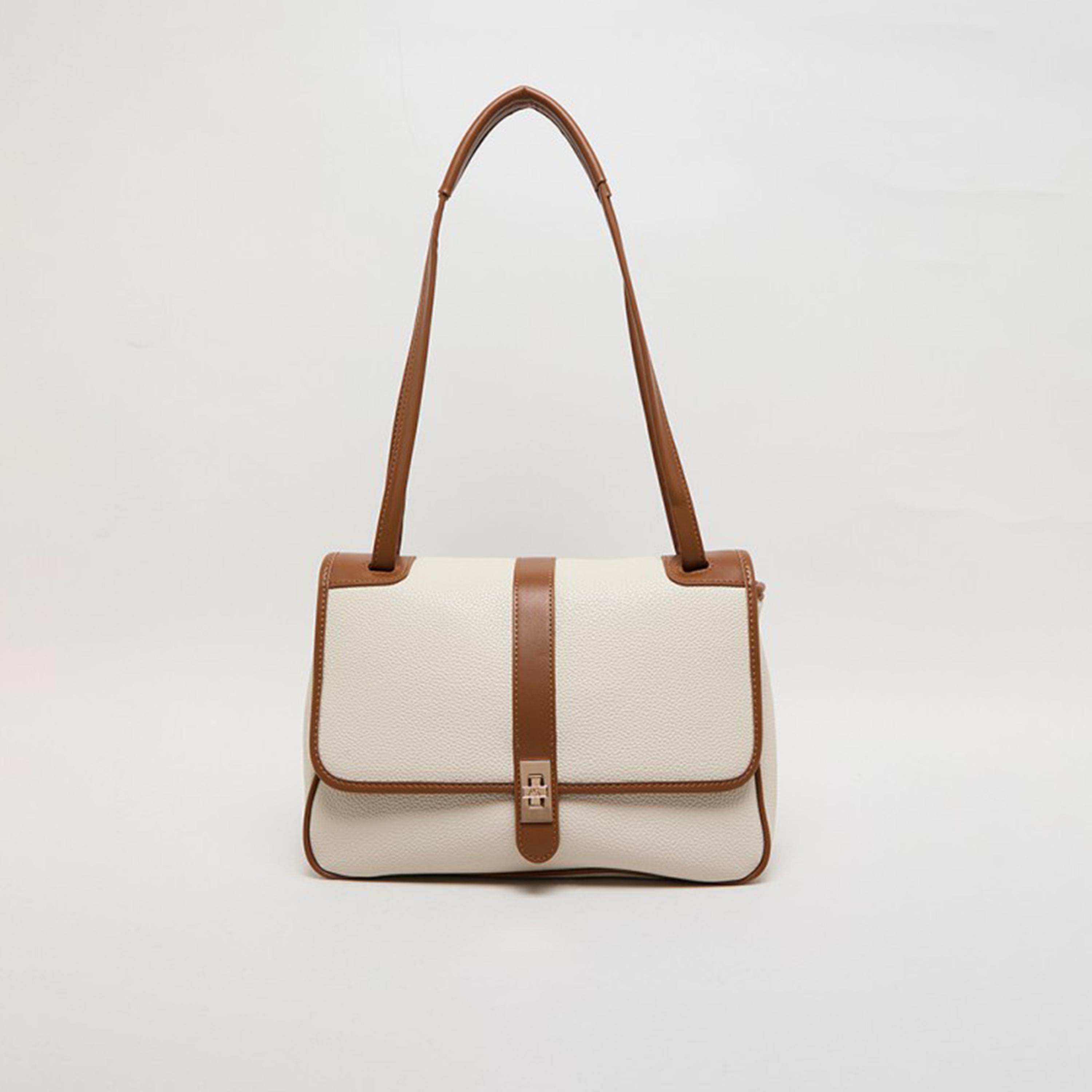 آن كلين - شنطة كتف بمقبض علوي وقفل دوار، بتصميم كتل الألوان-women-bagsandwallets-handbags-image-1