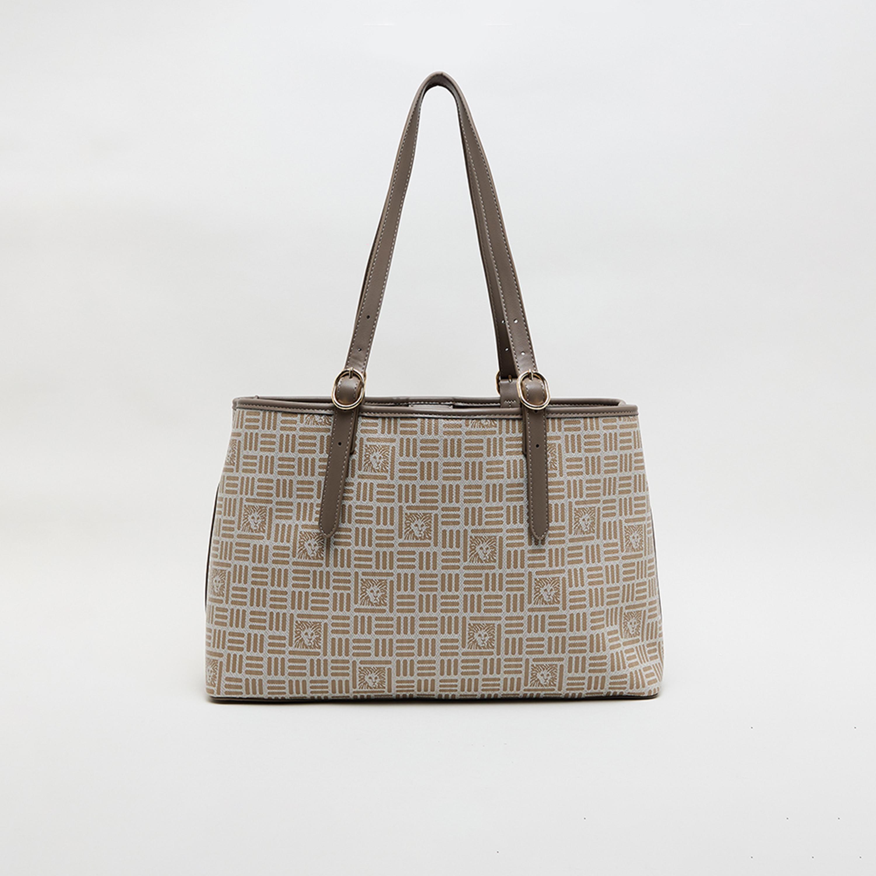 آن كلين - شنطة كتف بمقبض علوي مزينة بشعار المونوغرام وإغلاق مغناطيسي-women-bagsandwallets-handbags-image-3