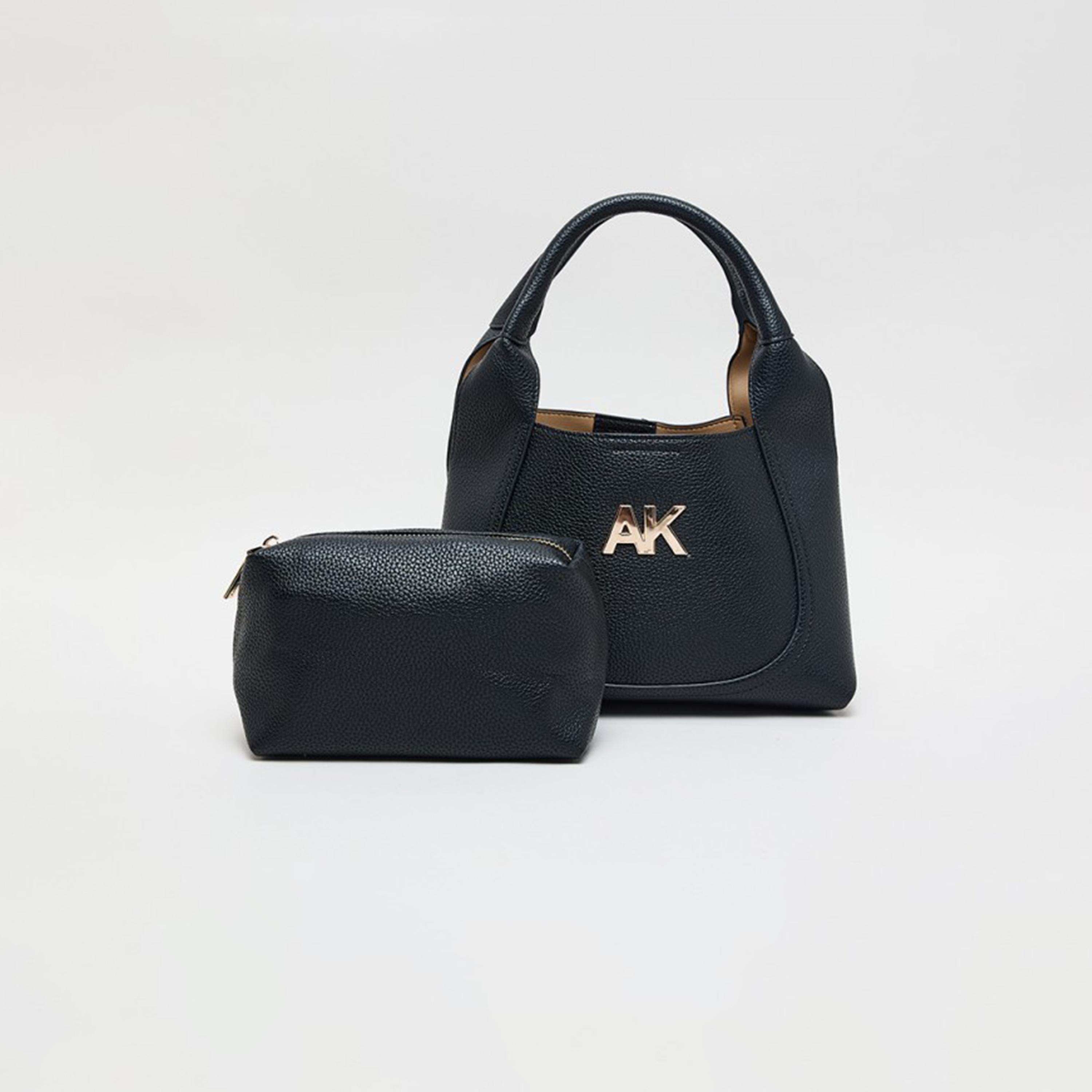 Anne Klein Monogram Double-Handle Hobo Bag with Open Top and Detachable Strap-women-bagsandwallets-handbags-image-1