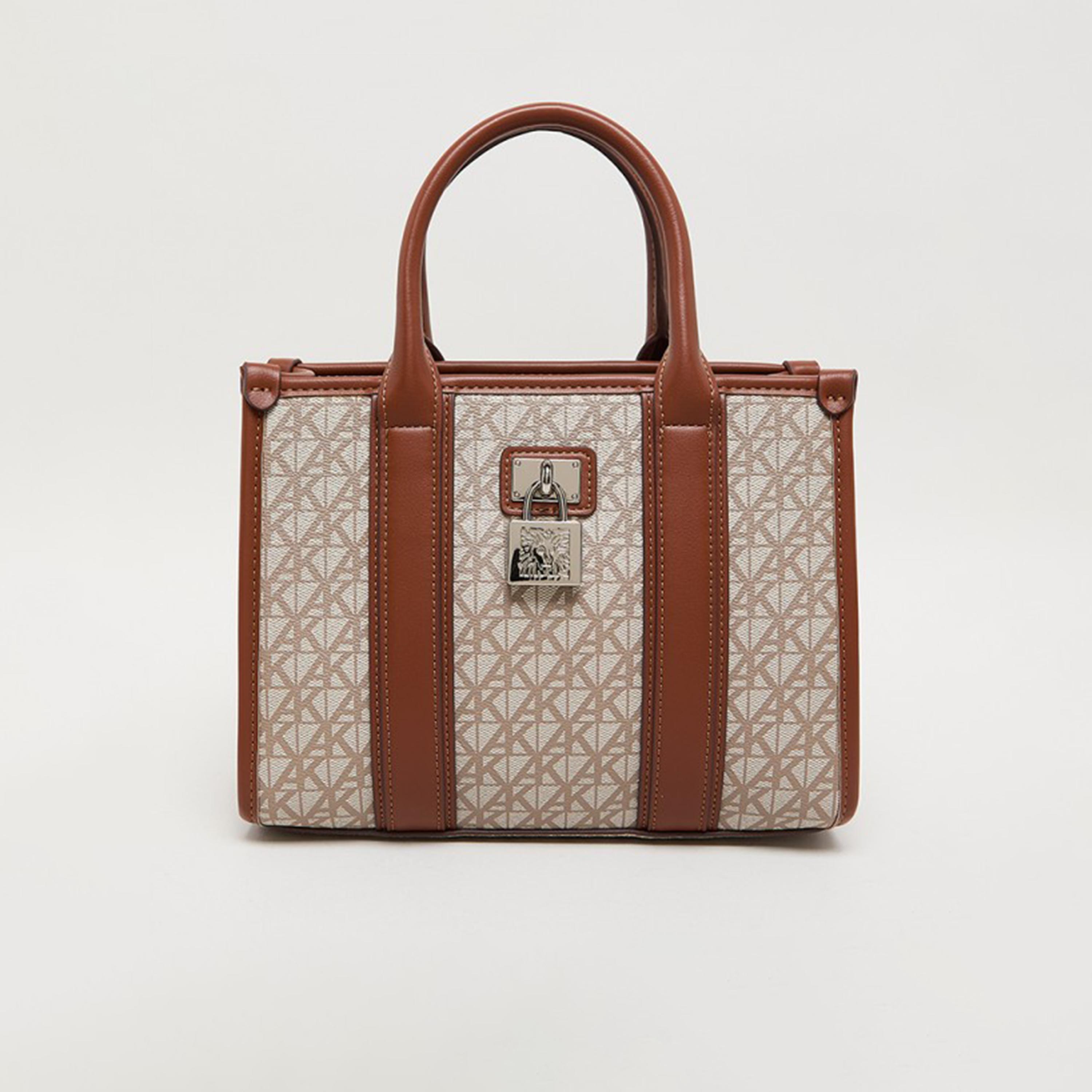 Anne Klein Monogram Top-Handle Tote Bag with Twist Lock and Detachable Strap-women-bagsandwallets-handbags-image-1