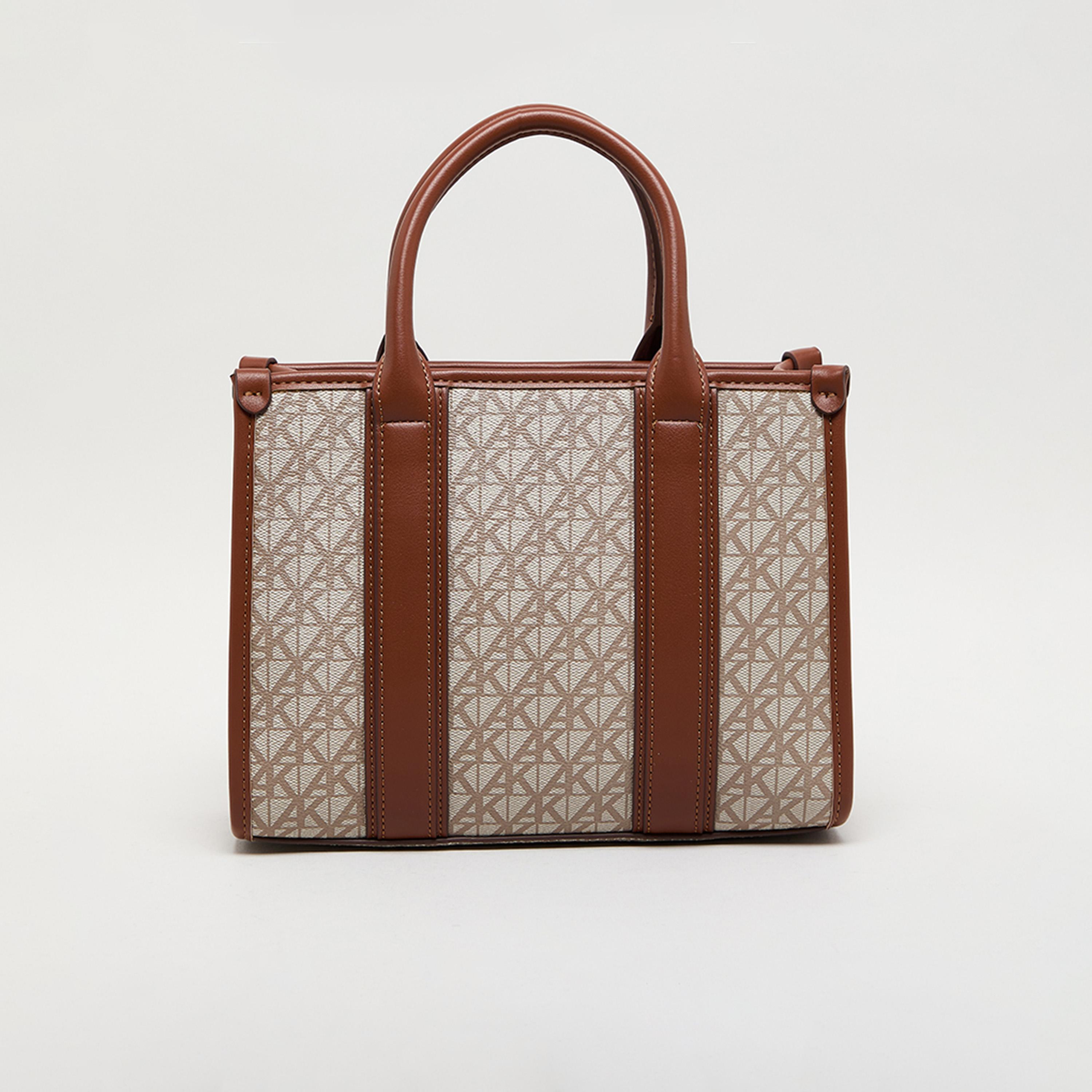 Anne Klein Monogram Top-Handle Tote Bag with Twist Lock and Detachable Strap-women-bagsandwallets-handbags-image-3