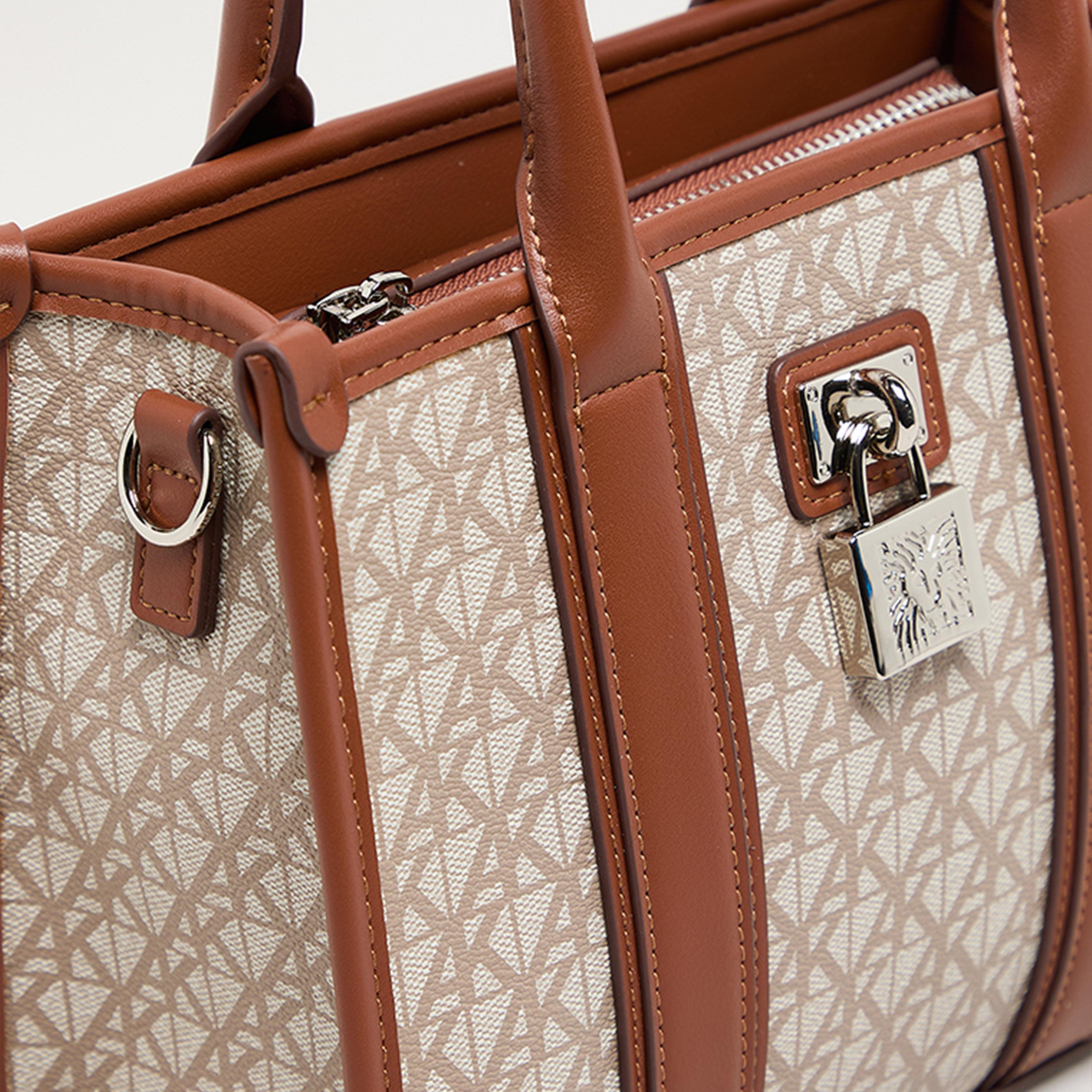 Anne Klein Monogram Top-Handle Tote Bag with Twist Lock and Detachable Strap-women-bagsandwallets-handbags-image-4