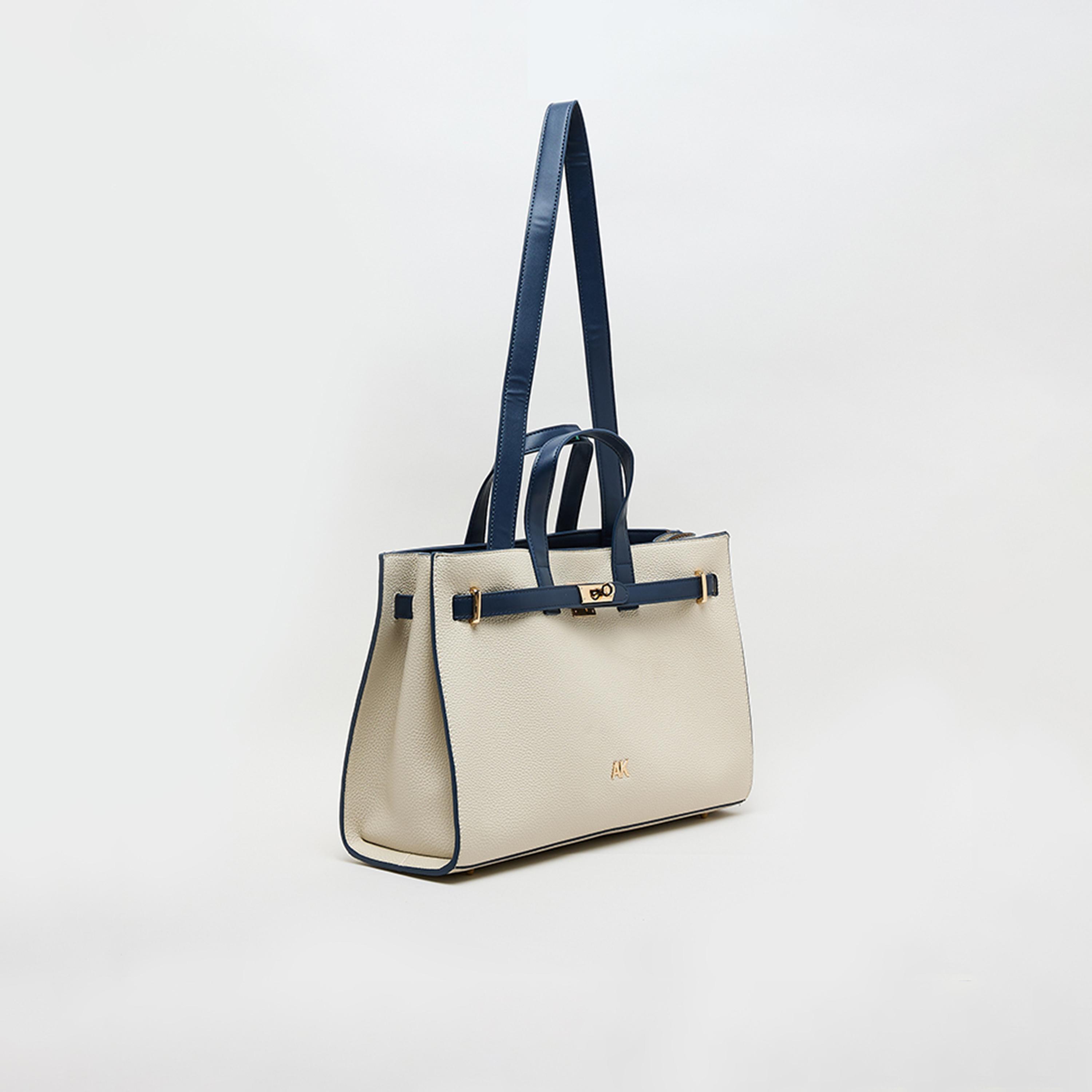 آن كلين - شنطة يد علوية بمقبض وقفل دوار، بتصميم كتل الألوان-women-bagsandwallets-handbags-image-3