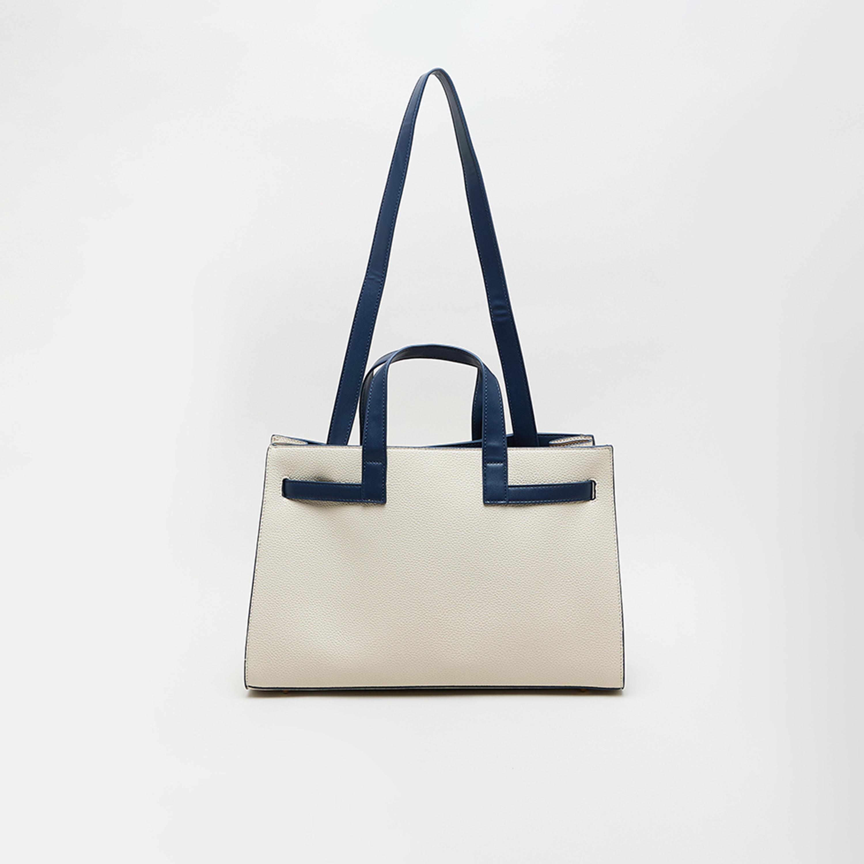 آن كلين - شنطة يد علوية بمقبض وقفل دوار، بتصميم كتل الألوان-women-bagsandwallets-handbags-image-4