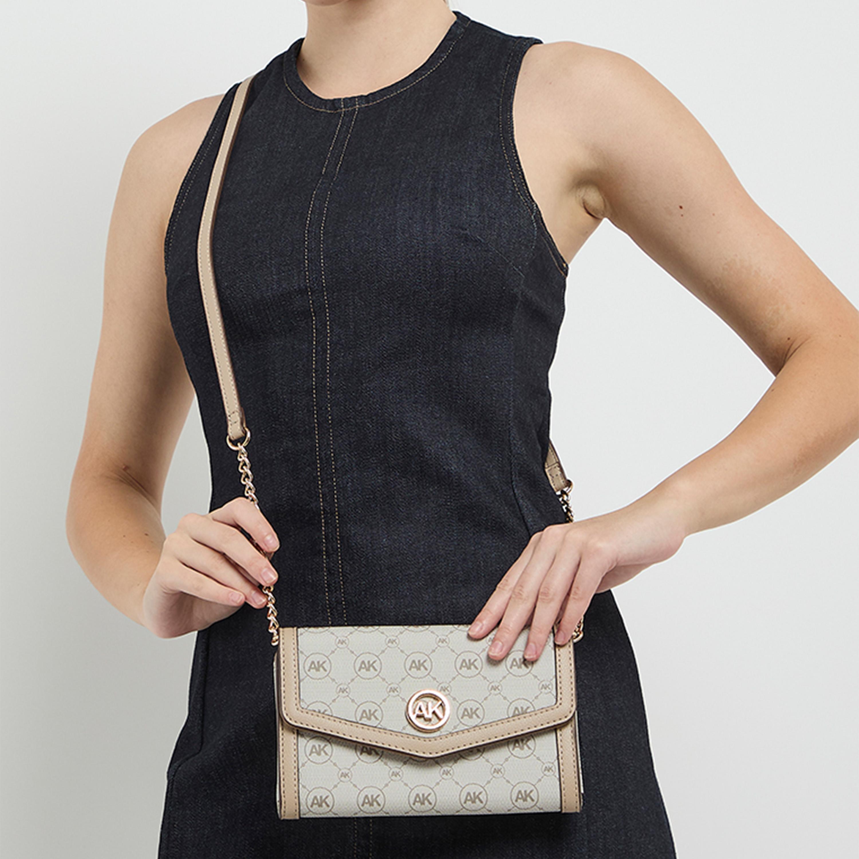 Anne Klein Monogram Crossbody Bag with Flap and Detachable Strap-women-bagsandwallets-handbags-image-2