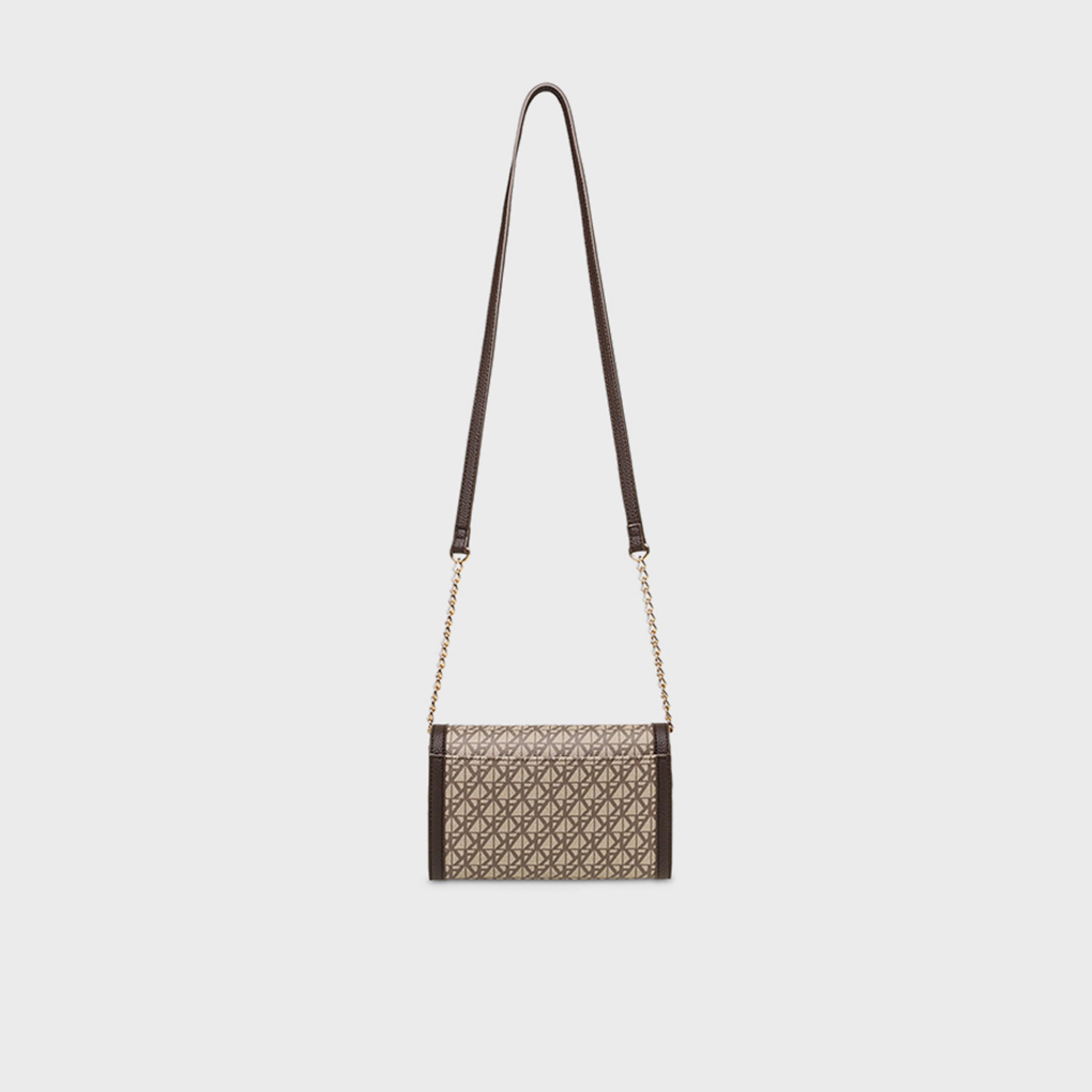 آن كلين - شنطة كروس بنقشة المونوغرام مع غطاء وحزام سلسلة-women-bagsandwallets-handbags-image-4