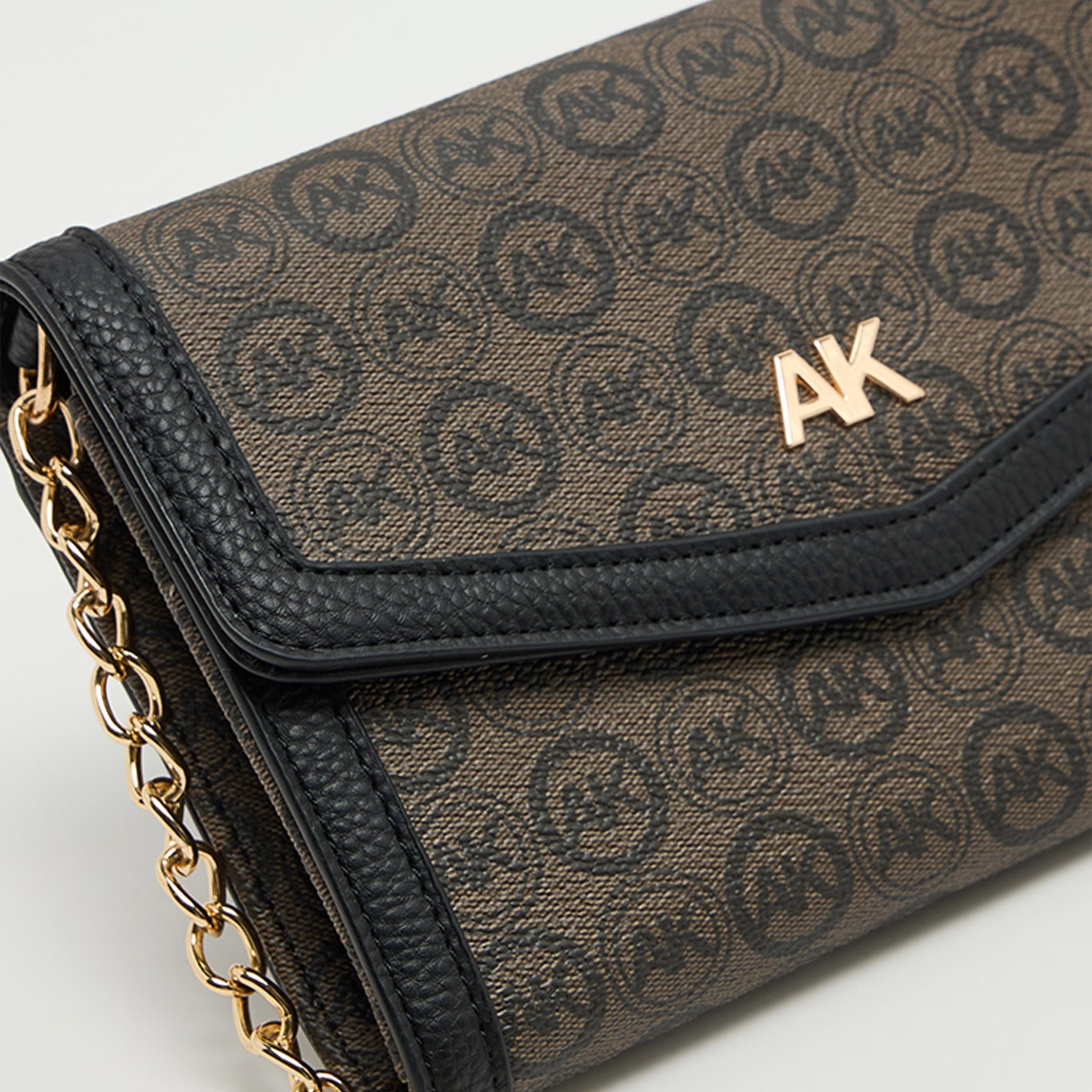 آن كلين - شنطة كروس بنقشة المونوغرام مع غطاء وحزام سلسلة-women-bagsandwallets-handbags-image-5