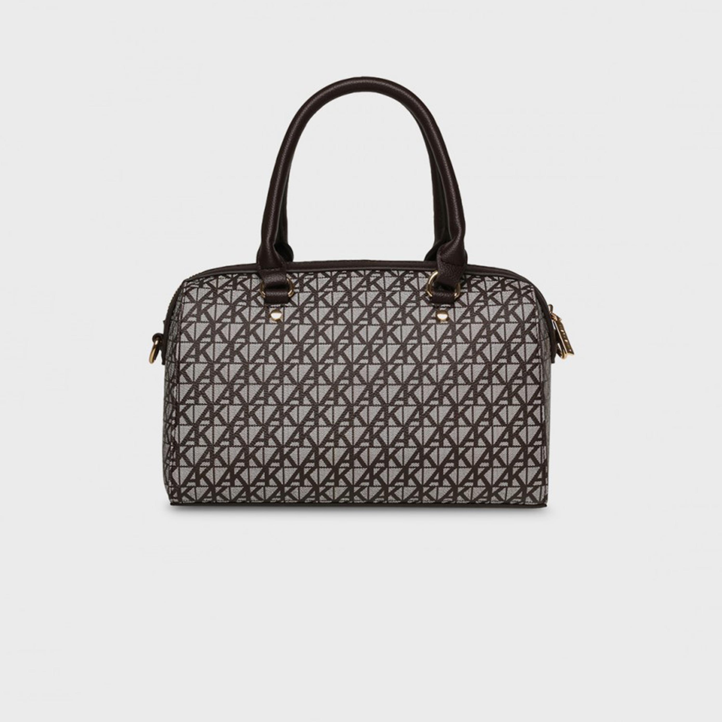 Anne Klein Monogram Double-Handle Satchel Bag with Zipper and Detachable Strap-women-bagsandwallets-handbags-image-1