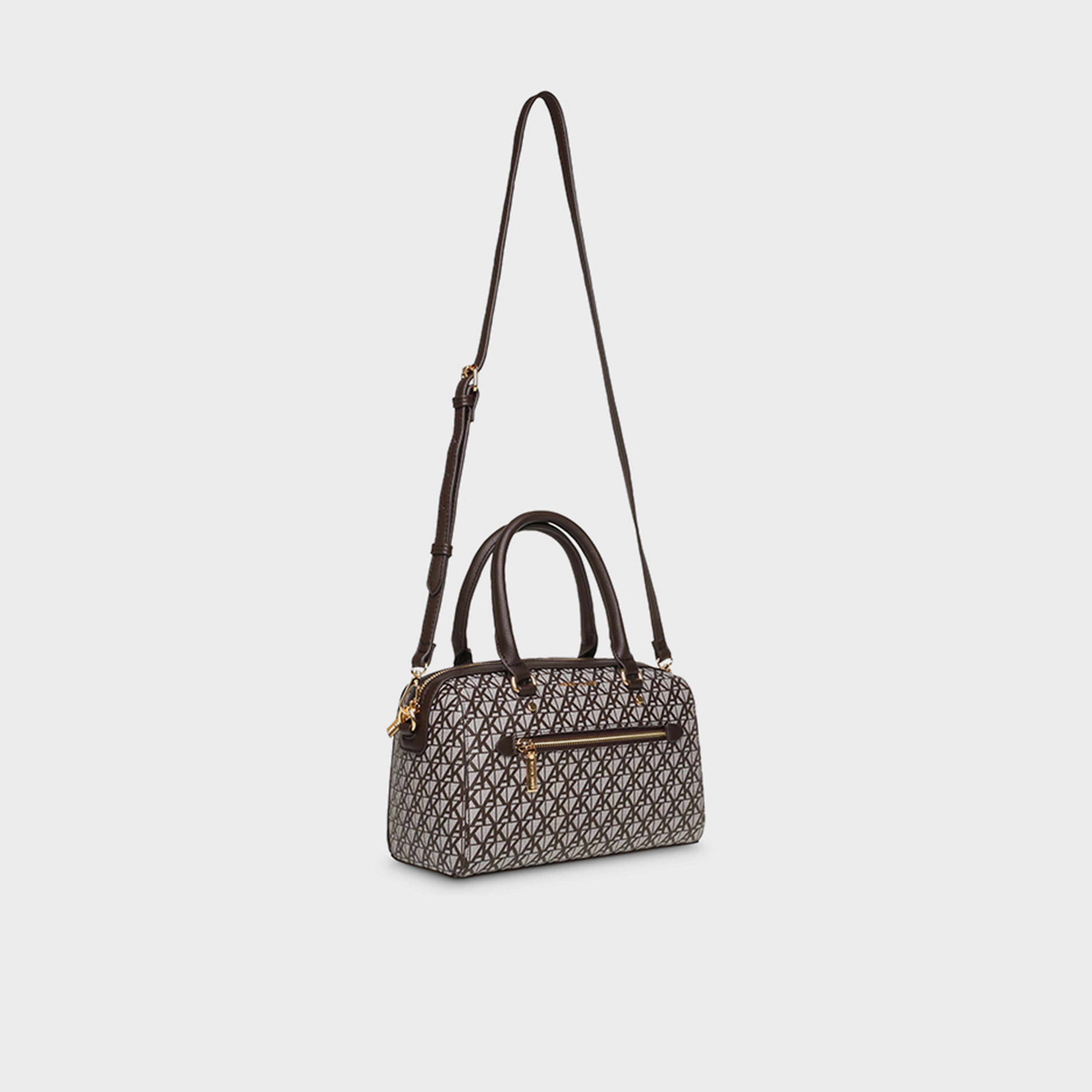 Anne Klein Monogram Double-Handle Satchel Bag with Zipper and Detachable Strap-women-bagsandwallets-handbags-image-2
