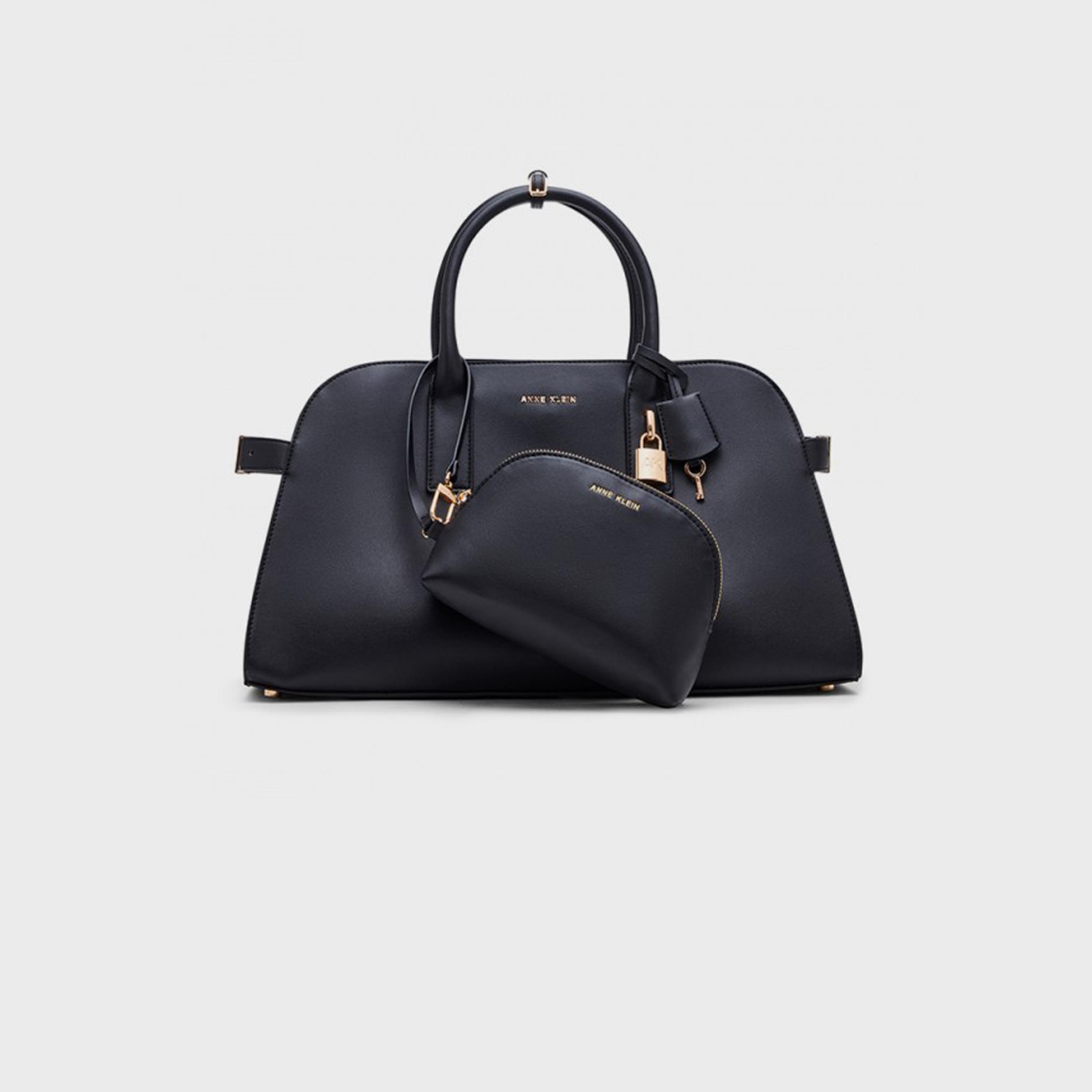 Anne Klein Embellished Double-Handle Satchel Bag with Magnetic Closure and Detachable Strap-women-bagsandwallets-handbags-image-1