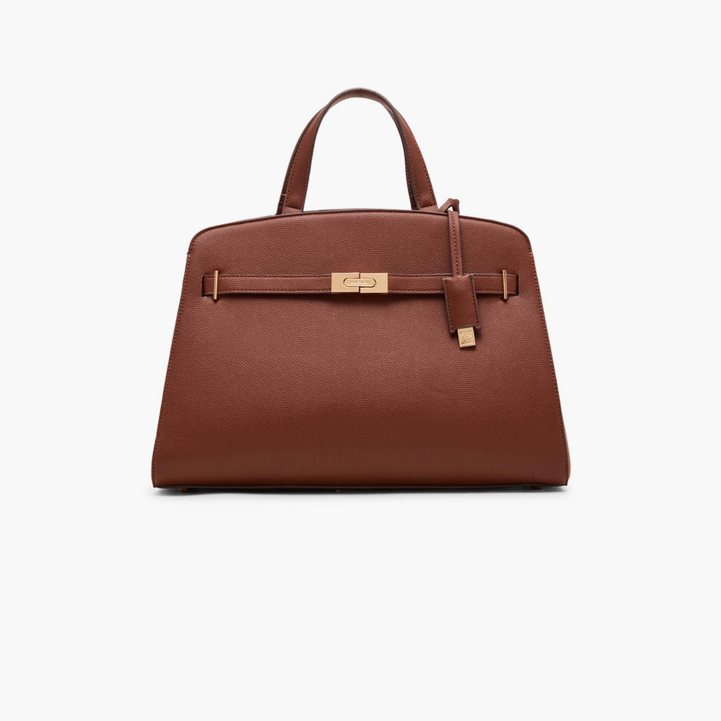 Anne Klein Textured Top-Handle Satchel Bag with Twist Lock and Detachable Strap-women-bagsandwallets-handbags-image-1