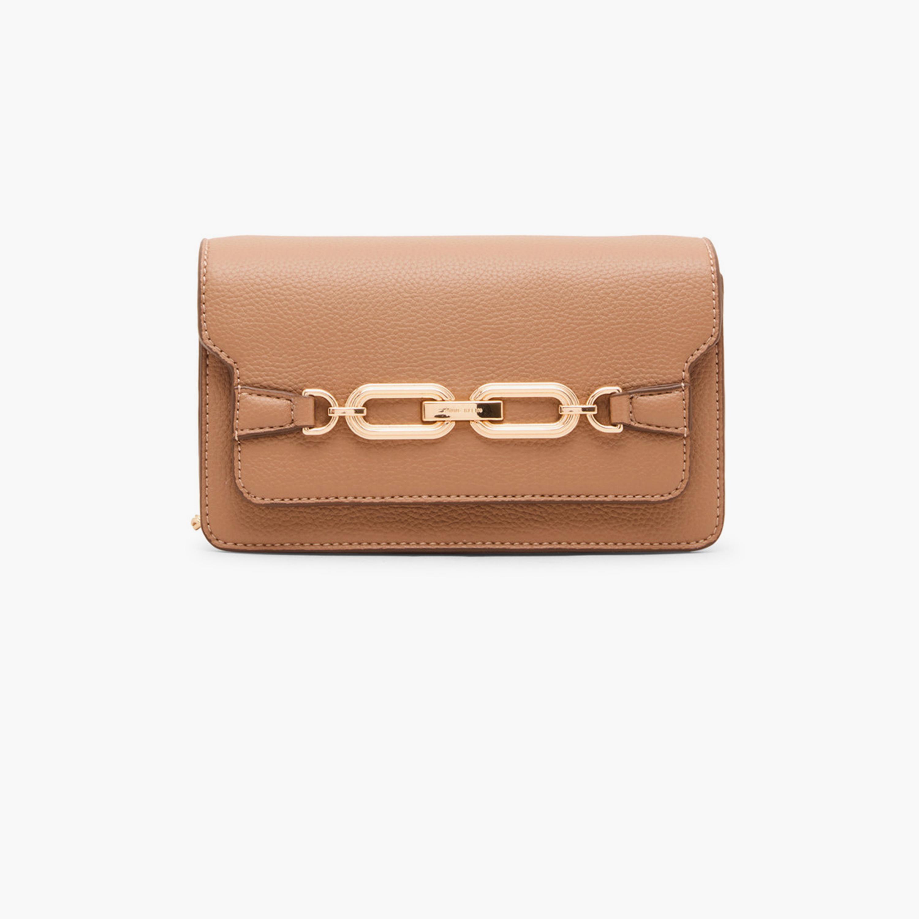 Anne Klein Textured Crossbody Bag with Flap and Chain Strap-women-bagsandwallets-handbags-image-1