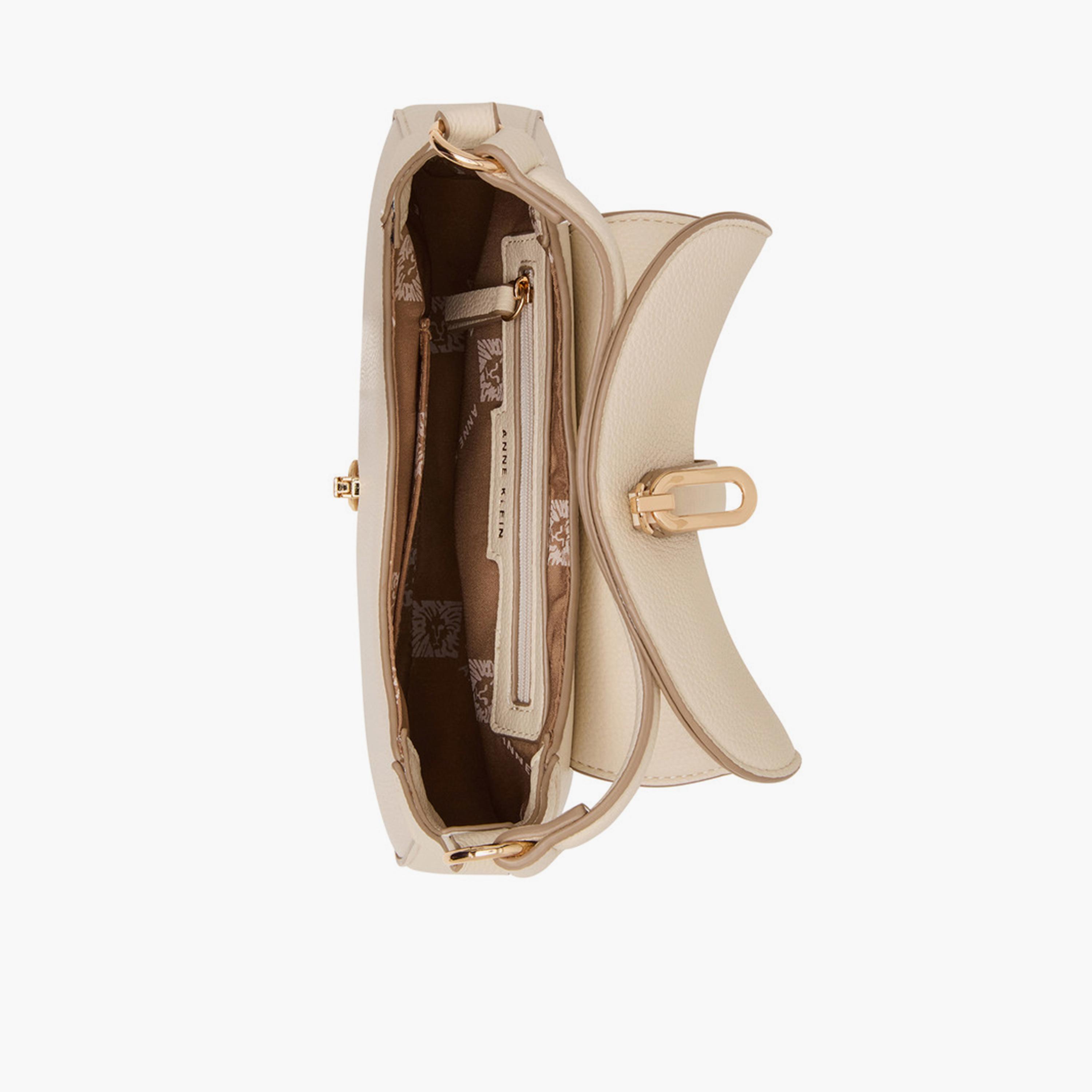 Anne Klein Textured Top-Handle Sling Bag with Flap and Detachable Strap-women-bagsandwallets-handbags-image-4