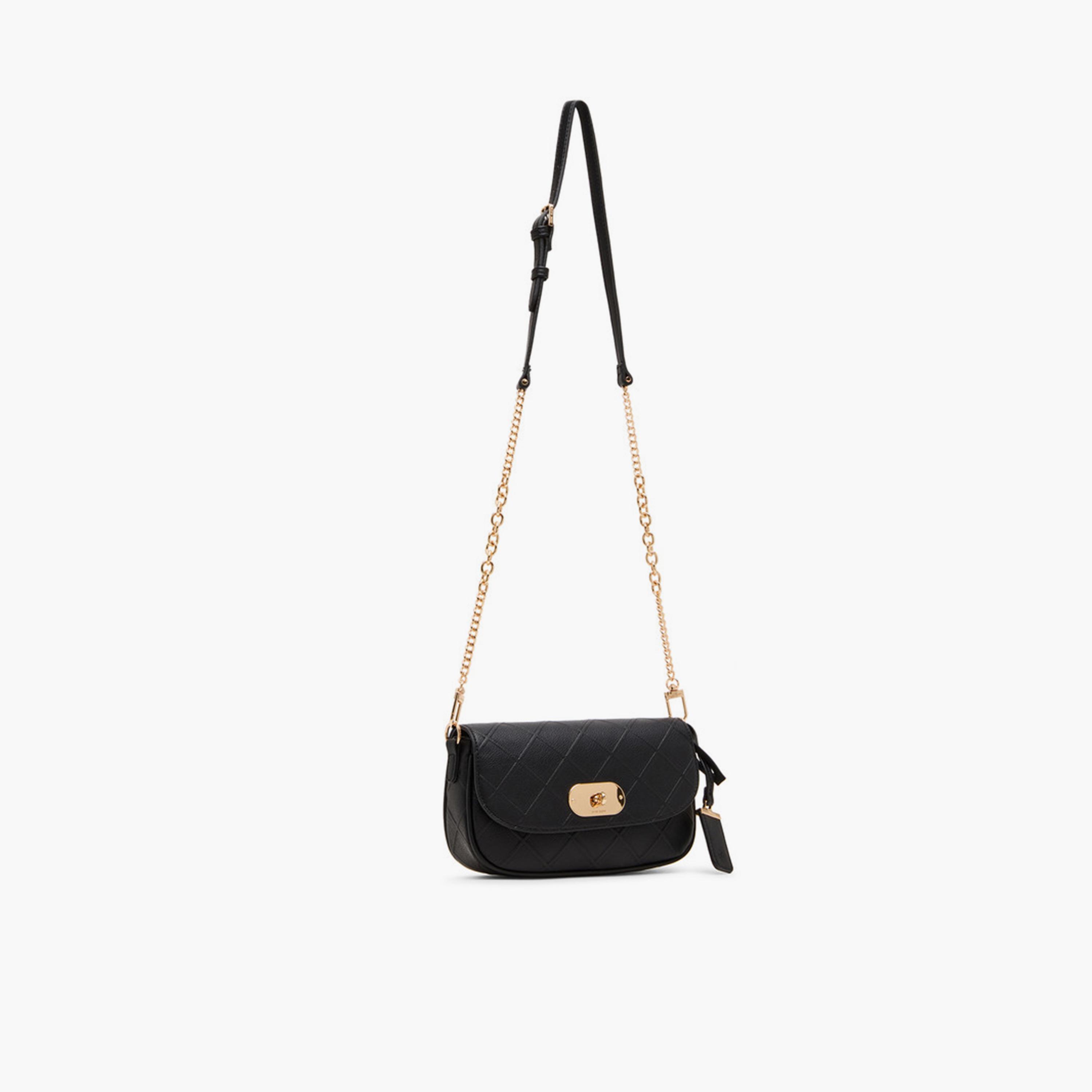 Anne Klein Textured Sling Bag with Twist Lock and Detachable Strap-women-bagsandwallets-handbags-image-4