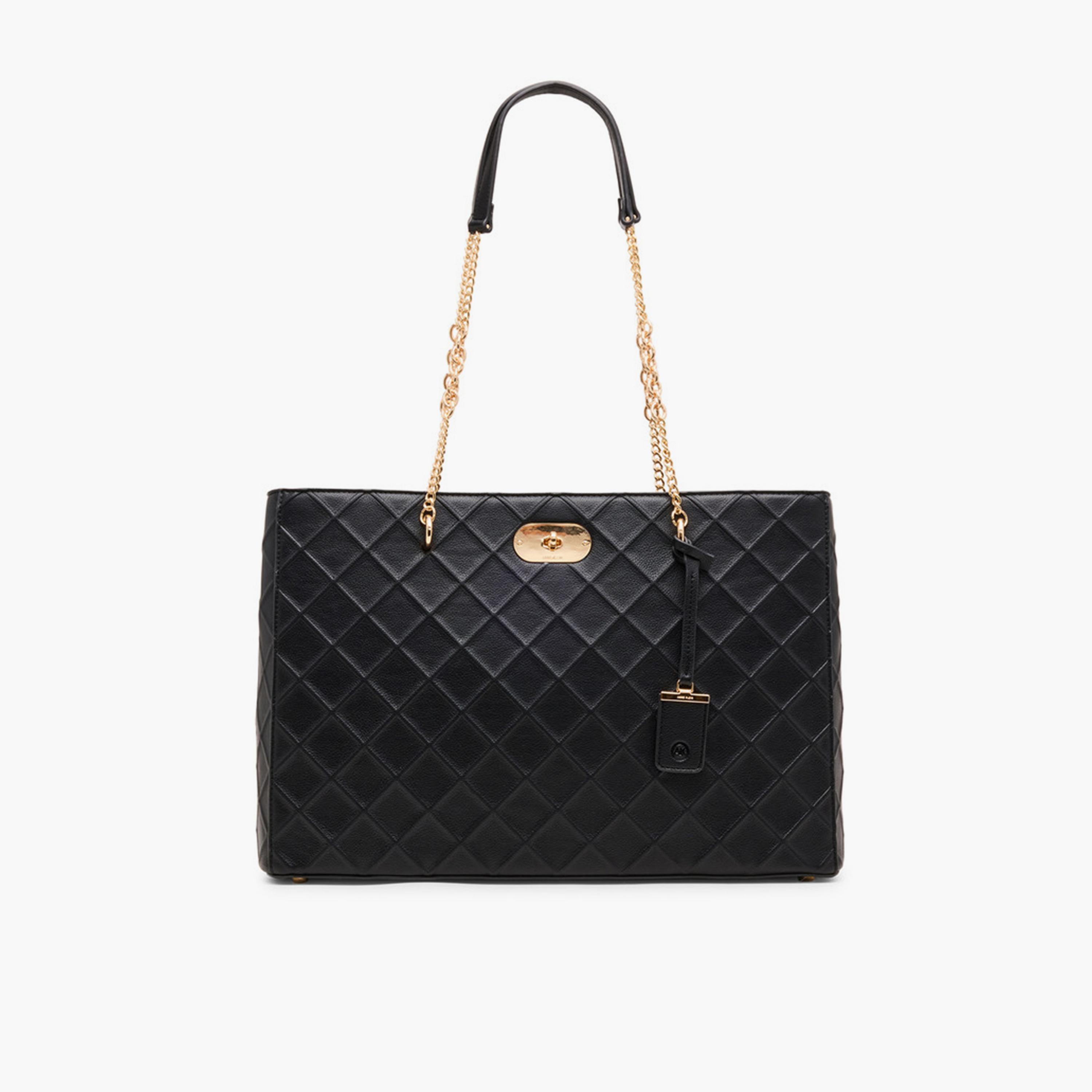 آن كلين - شنطة كتف مزدوجة المقبض ذات ملمس مميز وقفل دوار-women-bagsandwallets-handbags-image-1