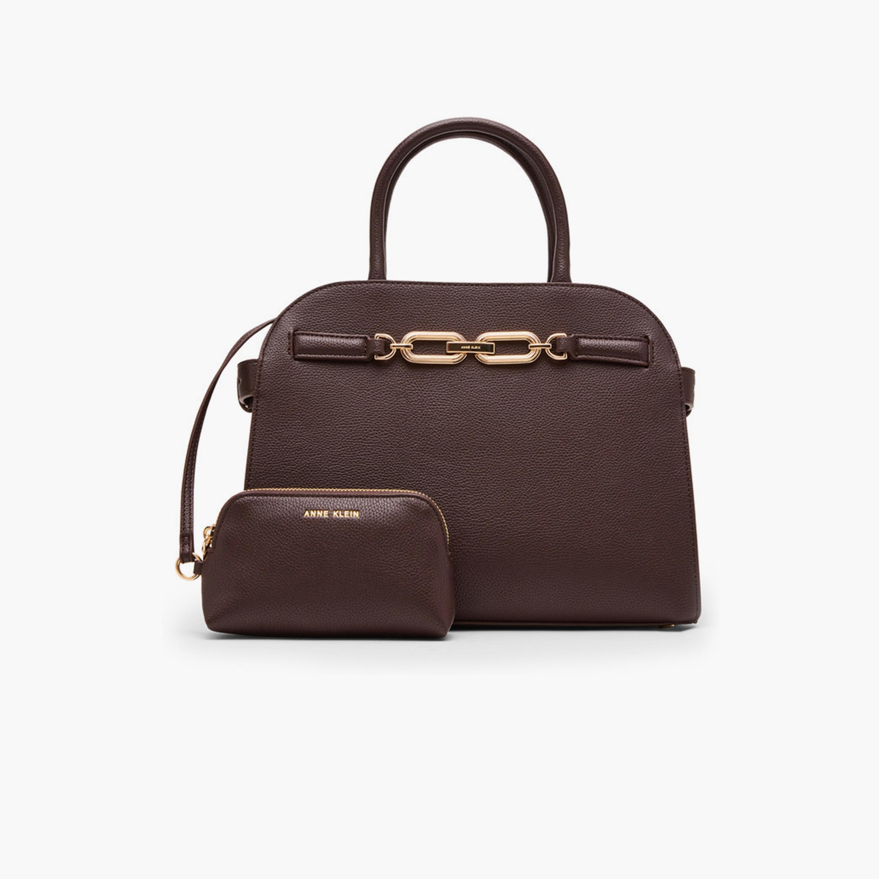Anne Klein Textured Top-Handle Satchel Bag with Magnetic Closure and Detachable Strap-women-bagsandwallets-handbags-image-1