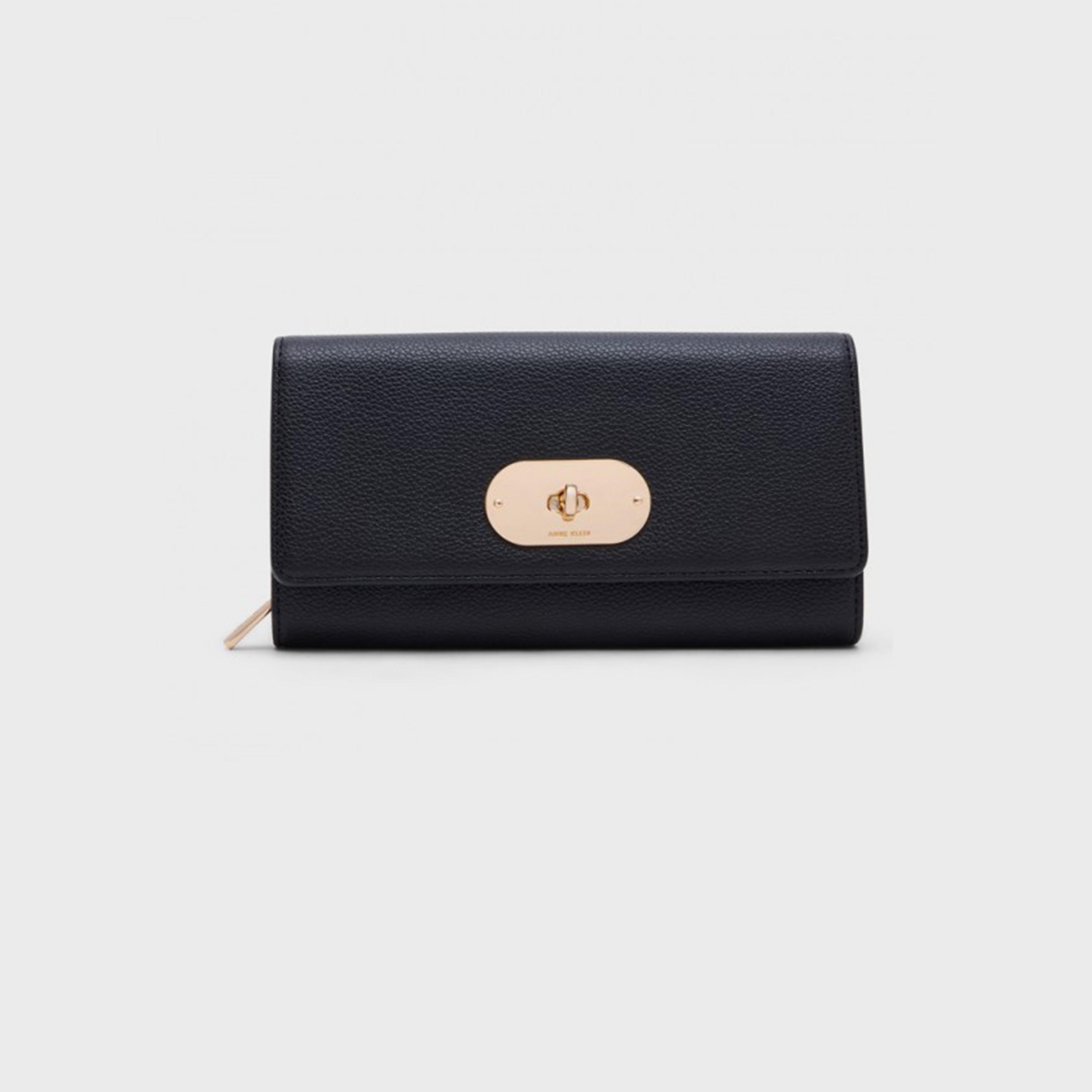 Anne Klein Textured Wallet with Twist Lock-women-bagsandwallets-wallets-image-1