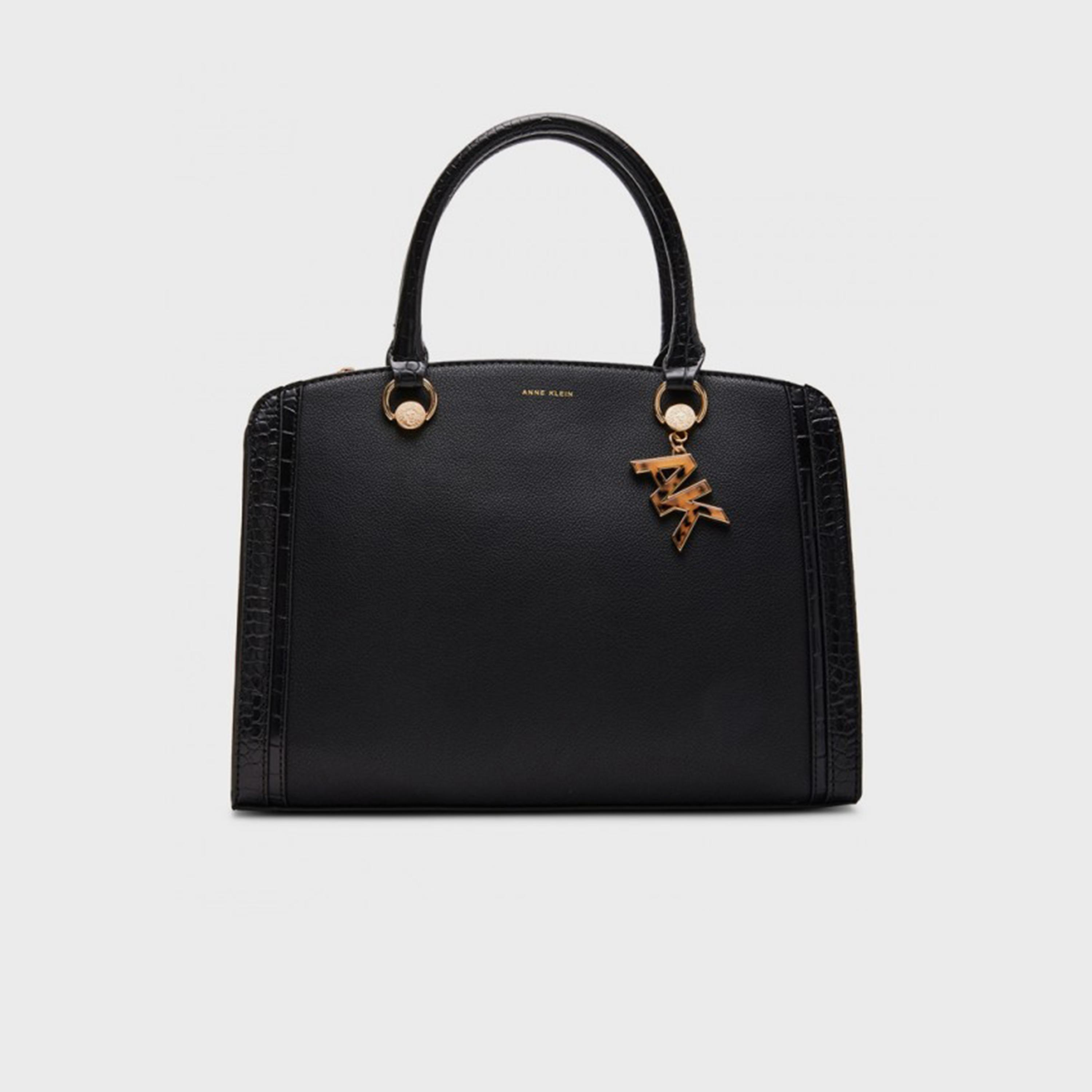 Anne Klein Textured Double-Handle Satchel Bag with Magnetic Closure and Detachable Strap-women-bagsandwallets-handbags-image-1