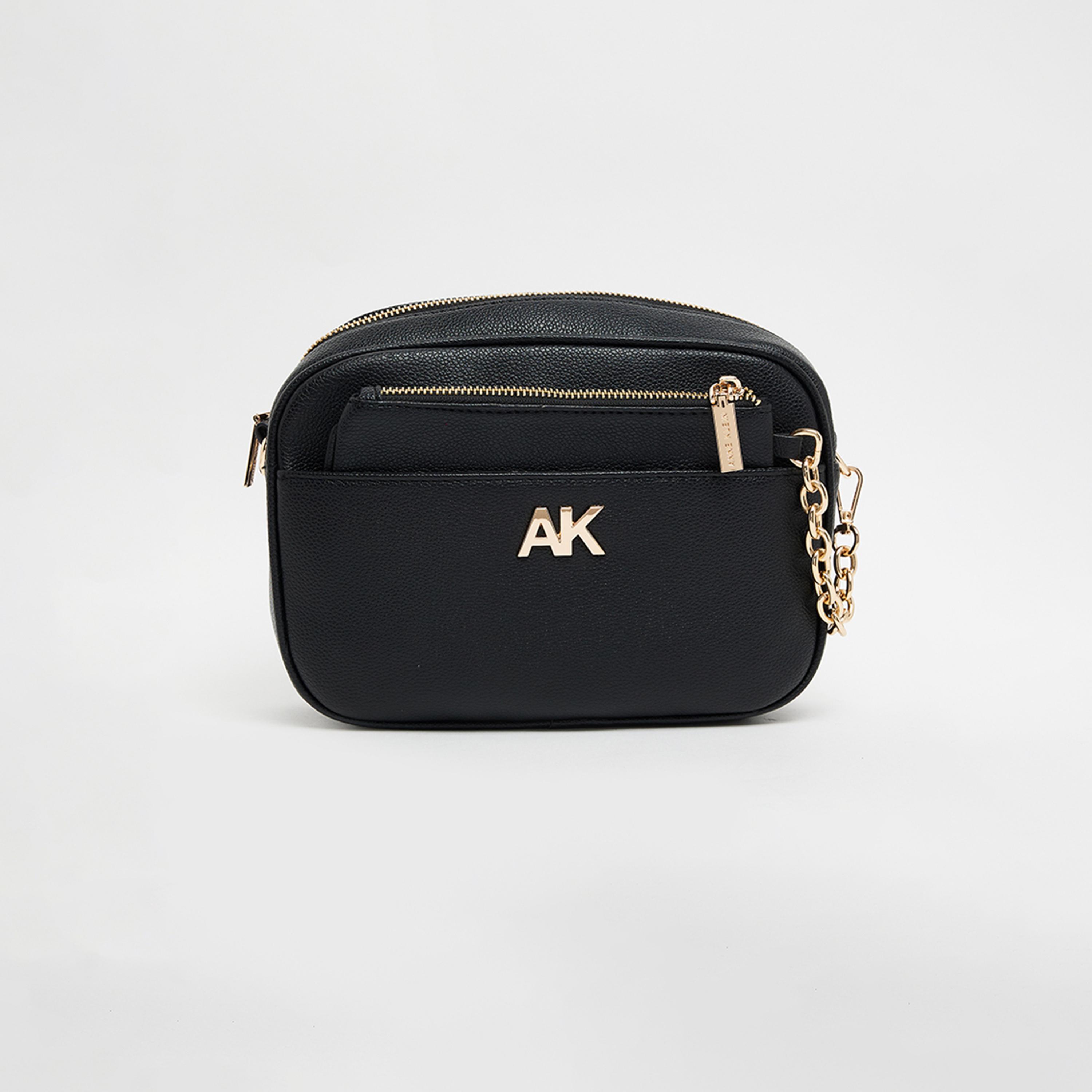 آن كلين - شنطة كتف بنقشة الأحرف الأولى مع سحاب وحزام قابل للتعديل-women-bagsandwallets-handbags-image-2