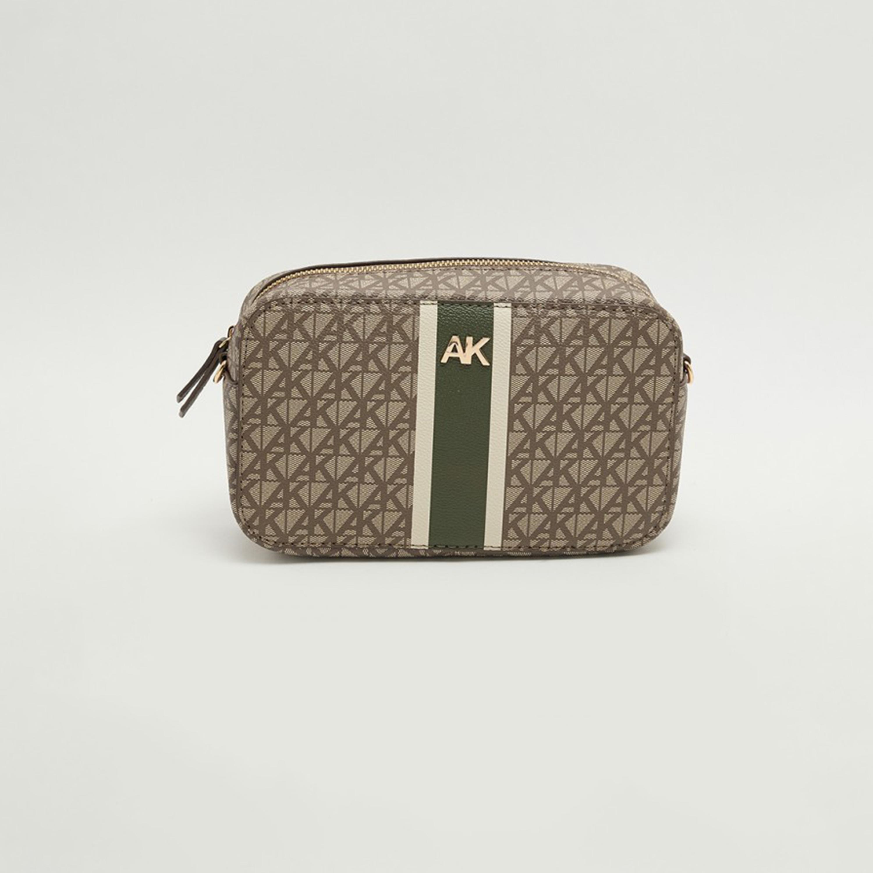 آن كلين - شنطة كروس بنقشة المونوغرام بسحاب وحزام قابل للإزالة-women-bagsandwallets-handbags-image-1