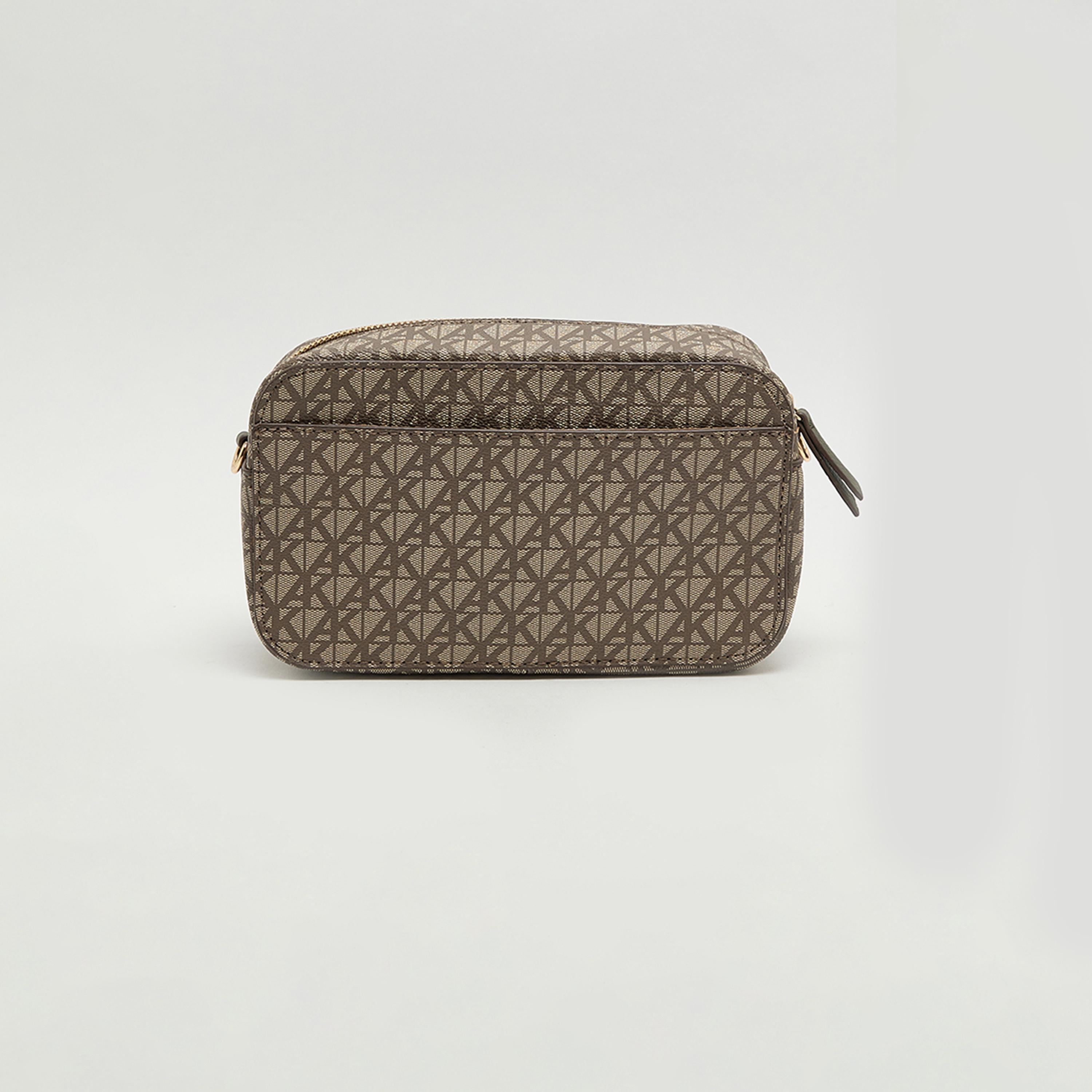آن كلين - شنطة كروس بنقشة المونوغرام بسحاب وحزام قابل للإزالة-women-bagsandwallets-handbags-image-3