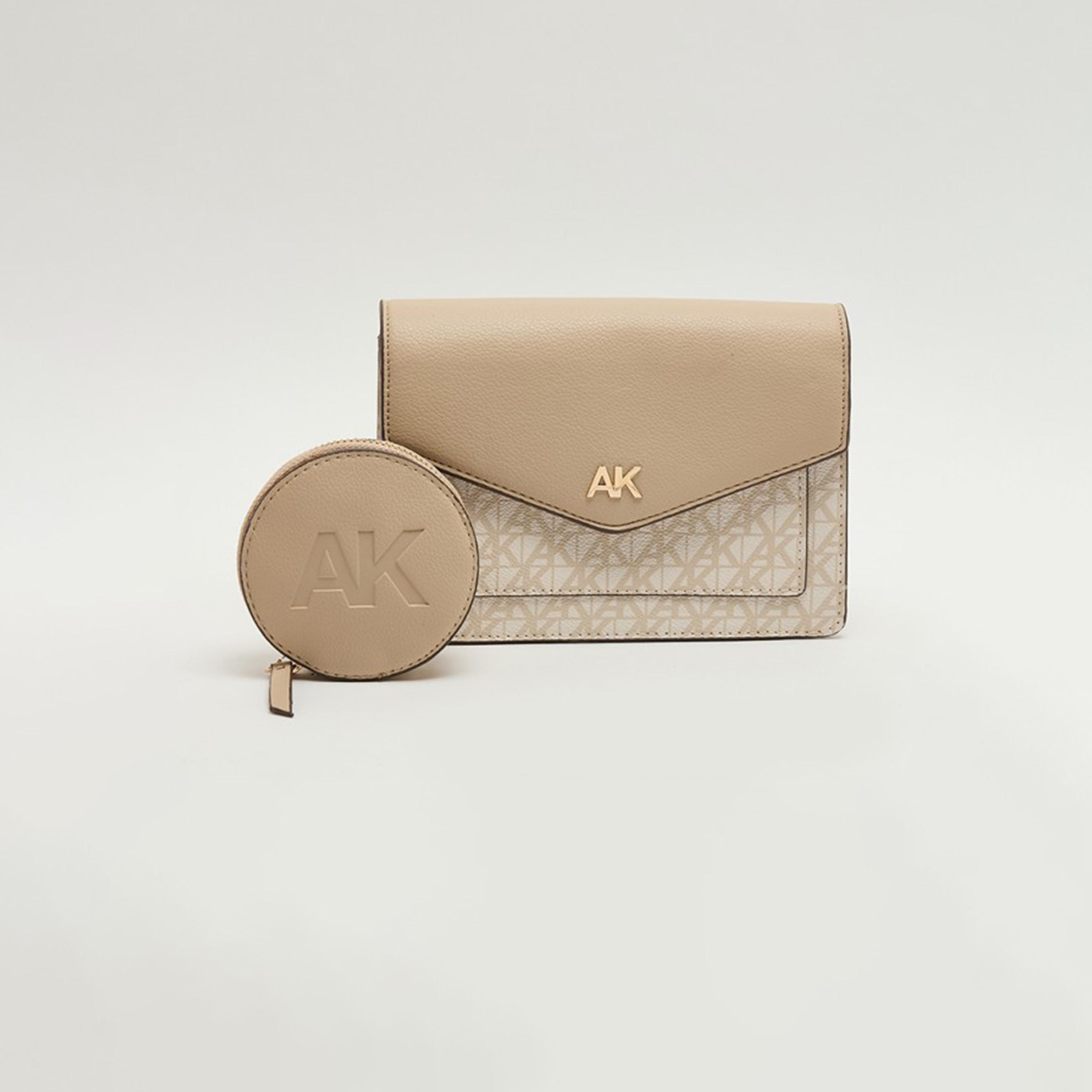 Anne Klein Monogram Crossbody Bag with Flap and Detachable Strap-women-bagsandwallets-handbags-image-1