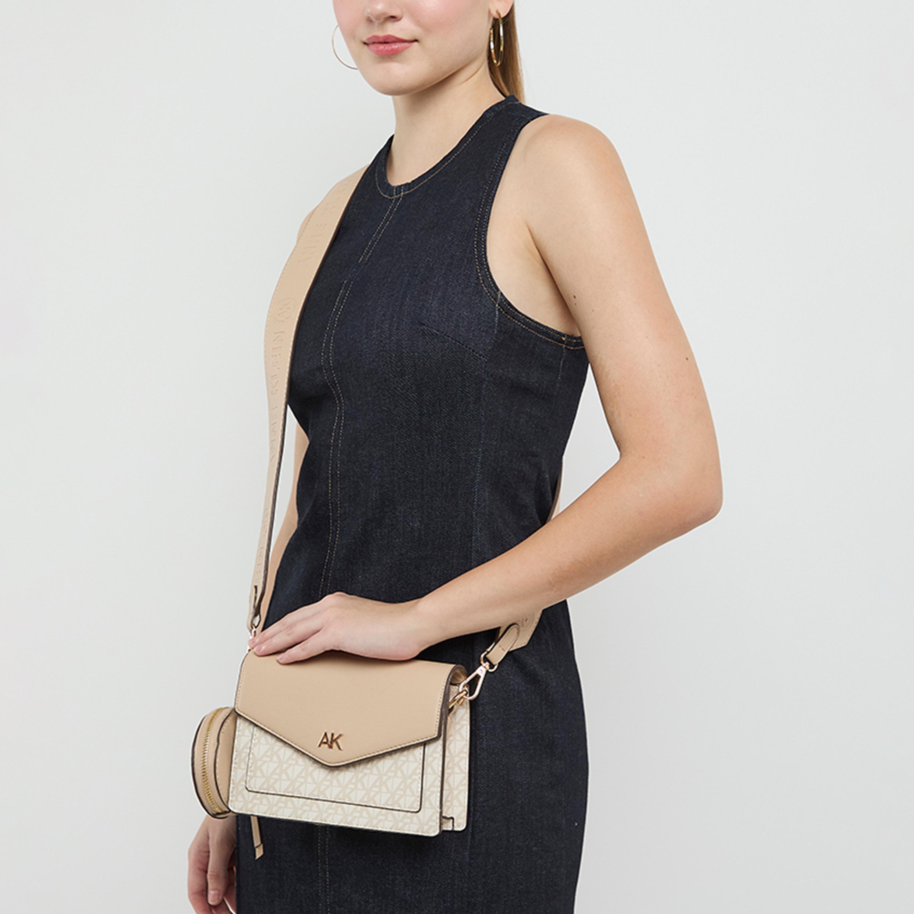 Anne Klein Monogram Crossbody Bag with Flap and Detachable Strap-women-bagsandwallets-handbags-image-2