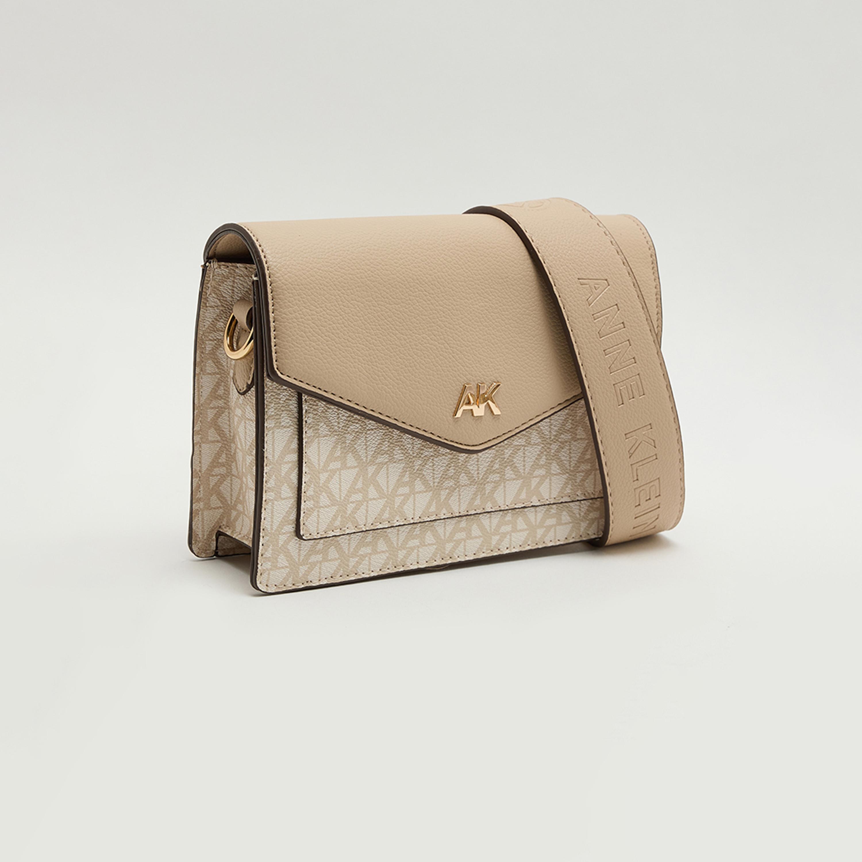 Anne Klein Monogram Crossbody Bag with Flap and Detachable Strap-women-bagsandwallets-handbags-image-3
