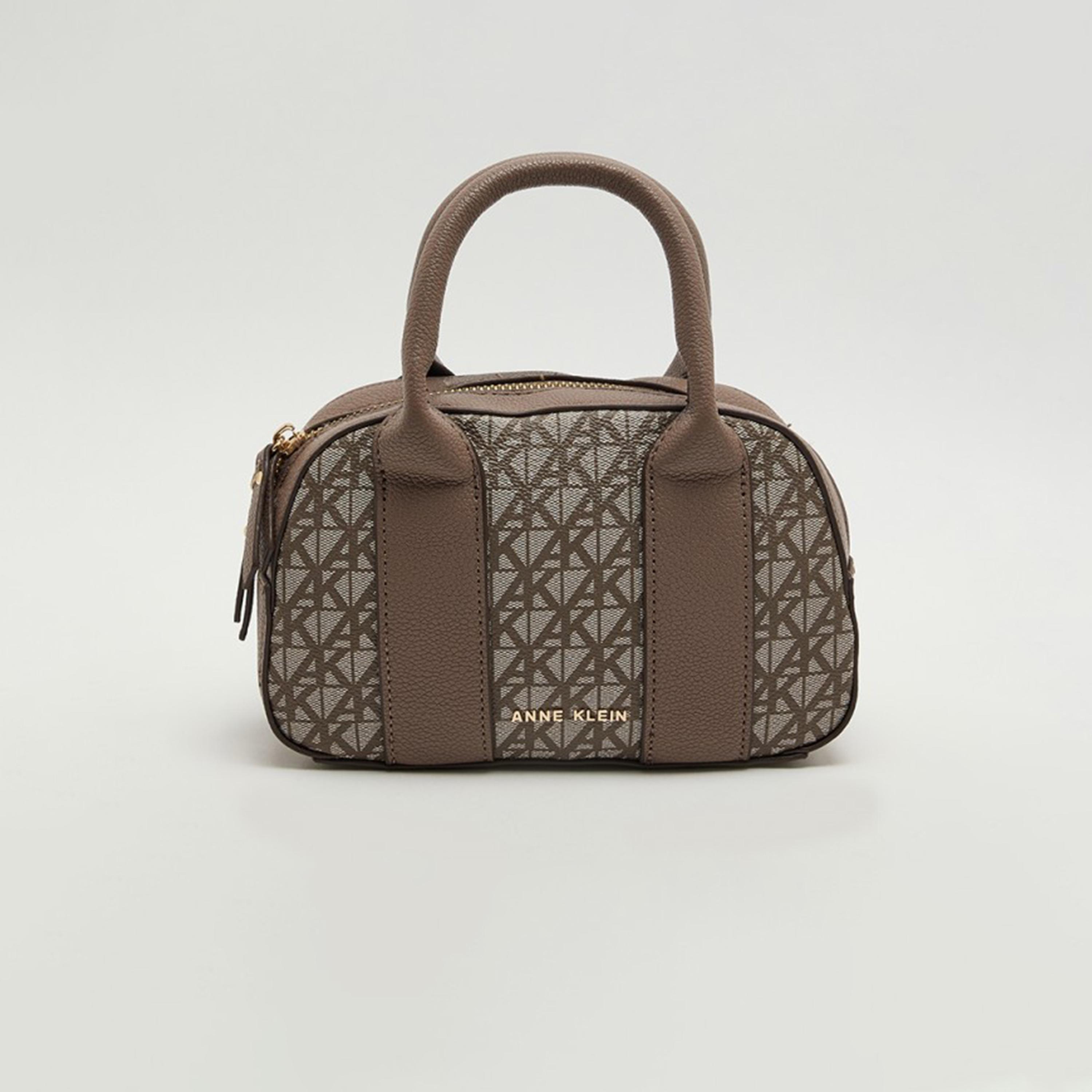 Anne Klein Monogram Double-Handle Satchel Bag with Zipper and Detachable Strap-women-bagsandwallets-handbags-image-1