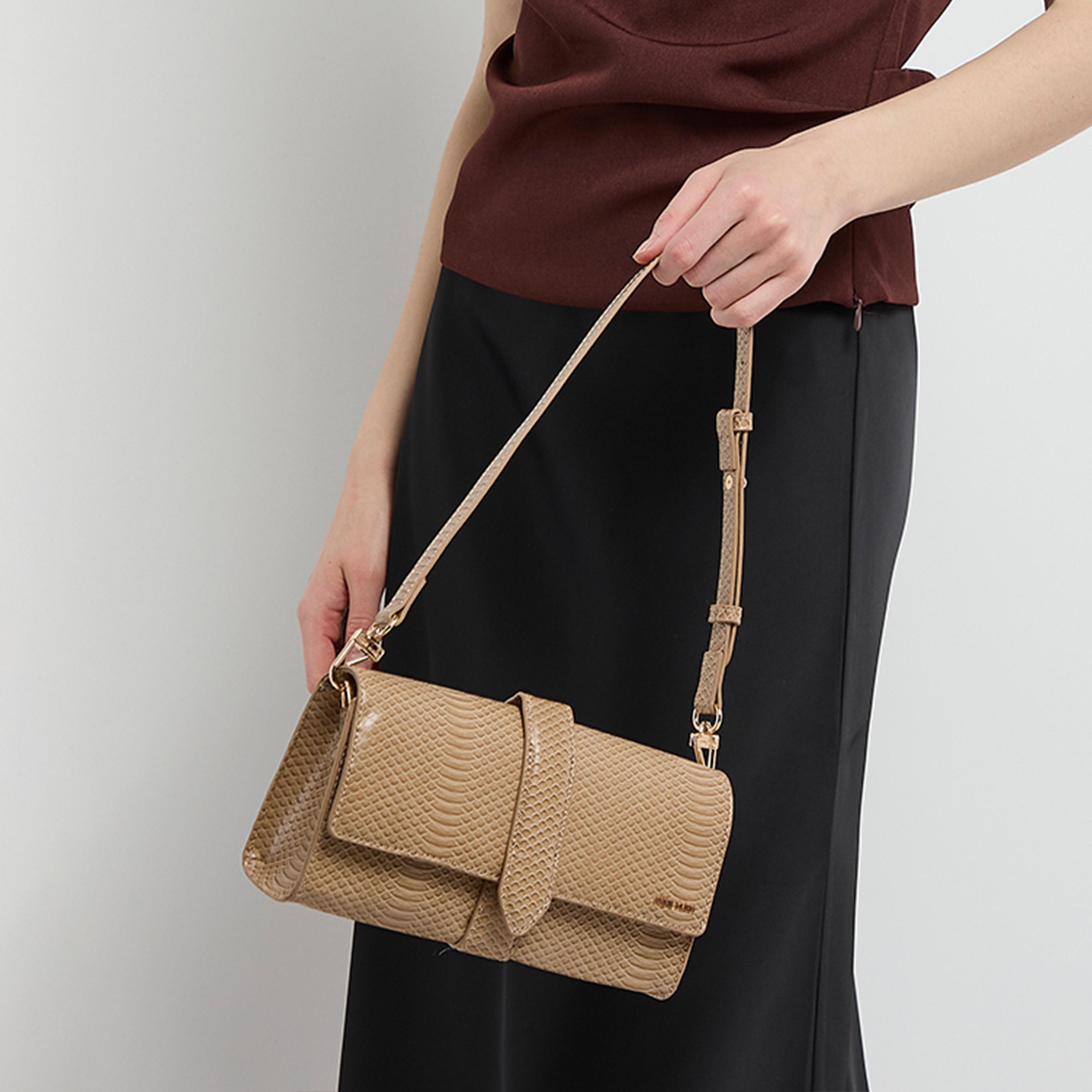 آن كلين - شنطة كتف بمقبض علوي مزخرف وغطاء | 30 × 34 × 16 سم-women-bagsandwallets-handbags-image-2