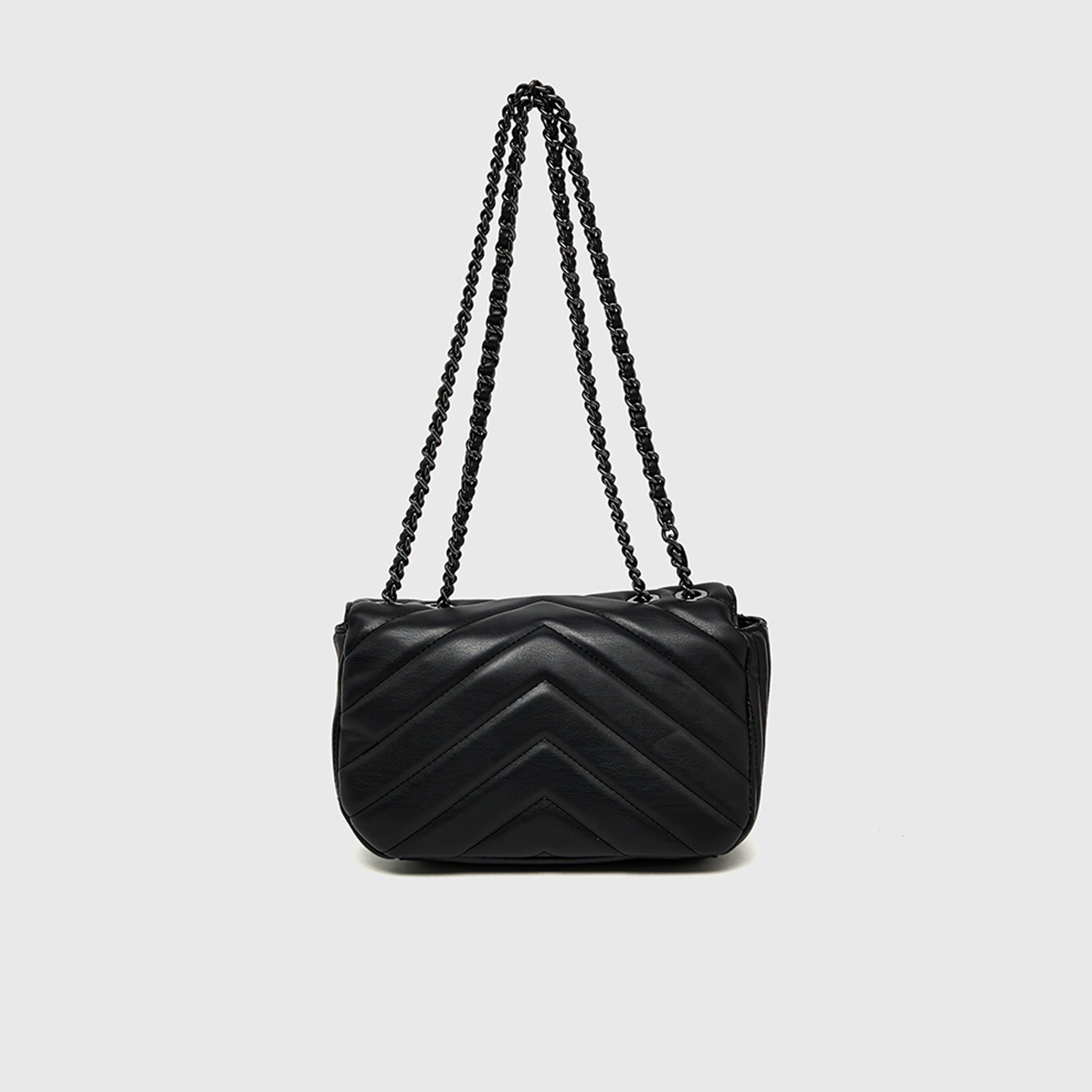 آن كلين - شنطة كروس مبطنة بغطاء وحزام سلسلة | 25 × 16 × 8 سم-women-bagsandwallets-handbags-image-3