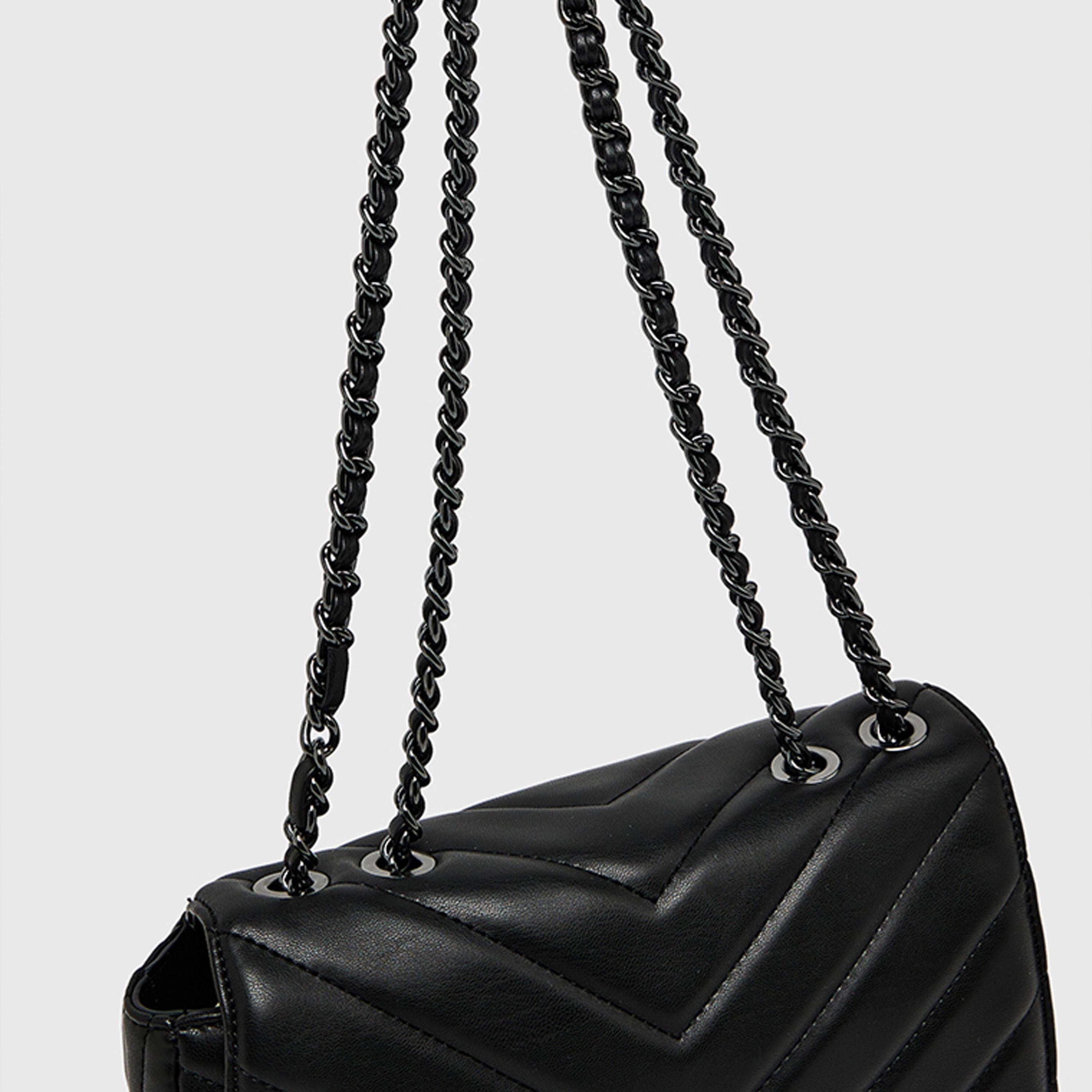 آن كلين - شنطة كروس مبطنة بغطاء وحزام سلسلة | 25 × 16 × 8 سم-women-bagsandwallets-handbags-image-6