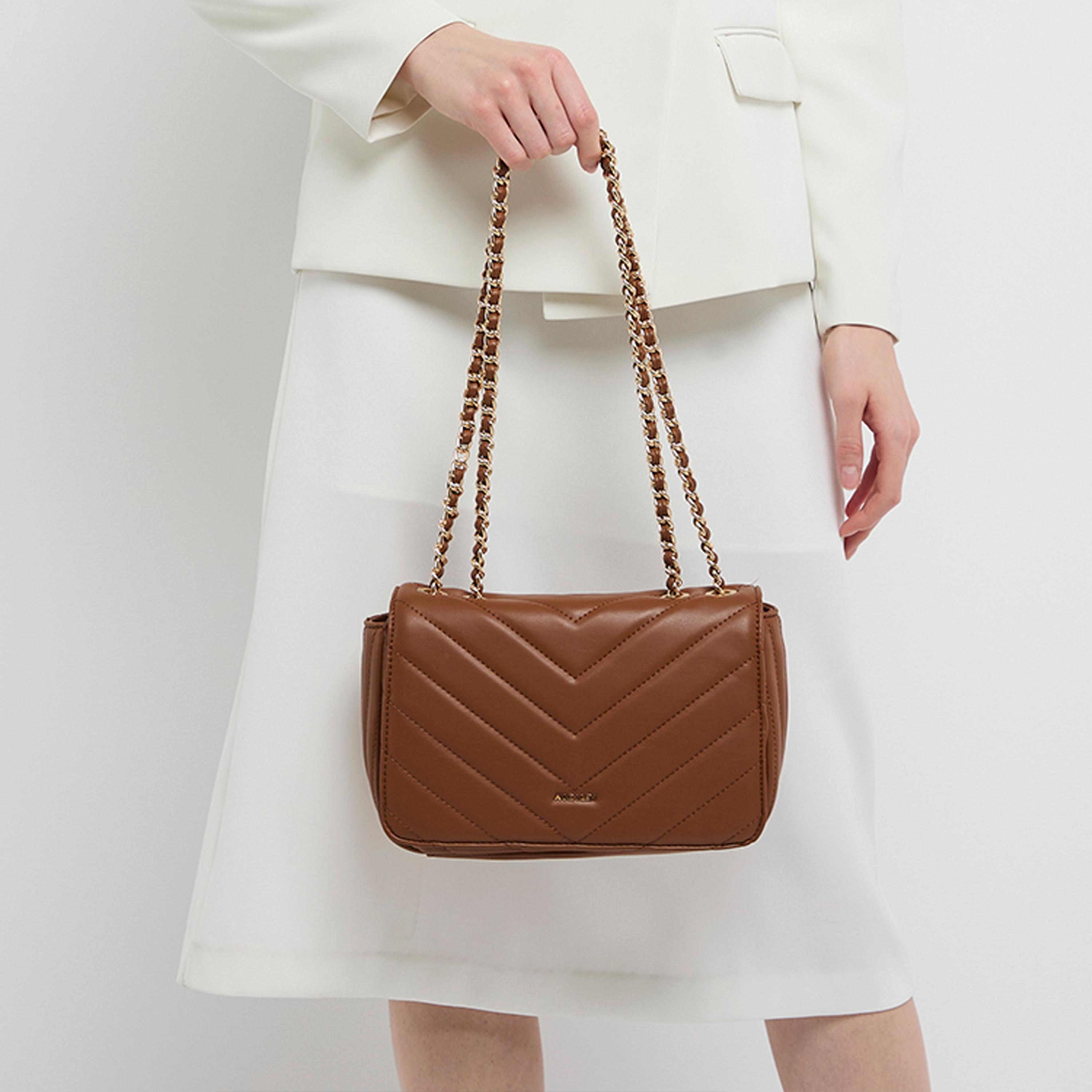 Anne Klein Quilted Crossbody Bag with Flap and Chain Strap | 25 X 16 X 8 CM-women-bagsandwallets-handbags-image-2