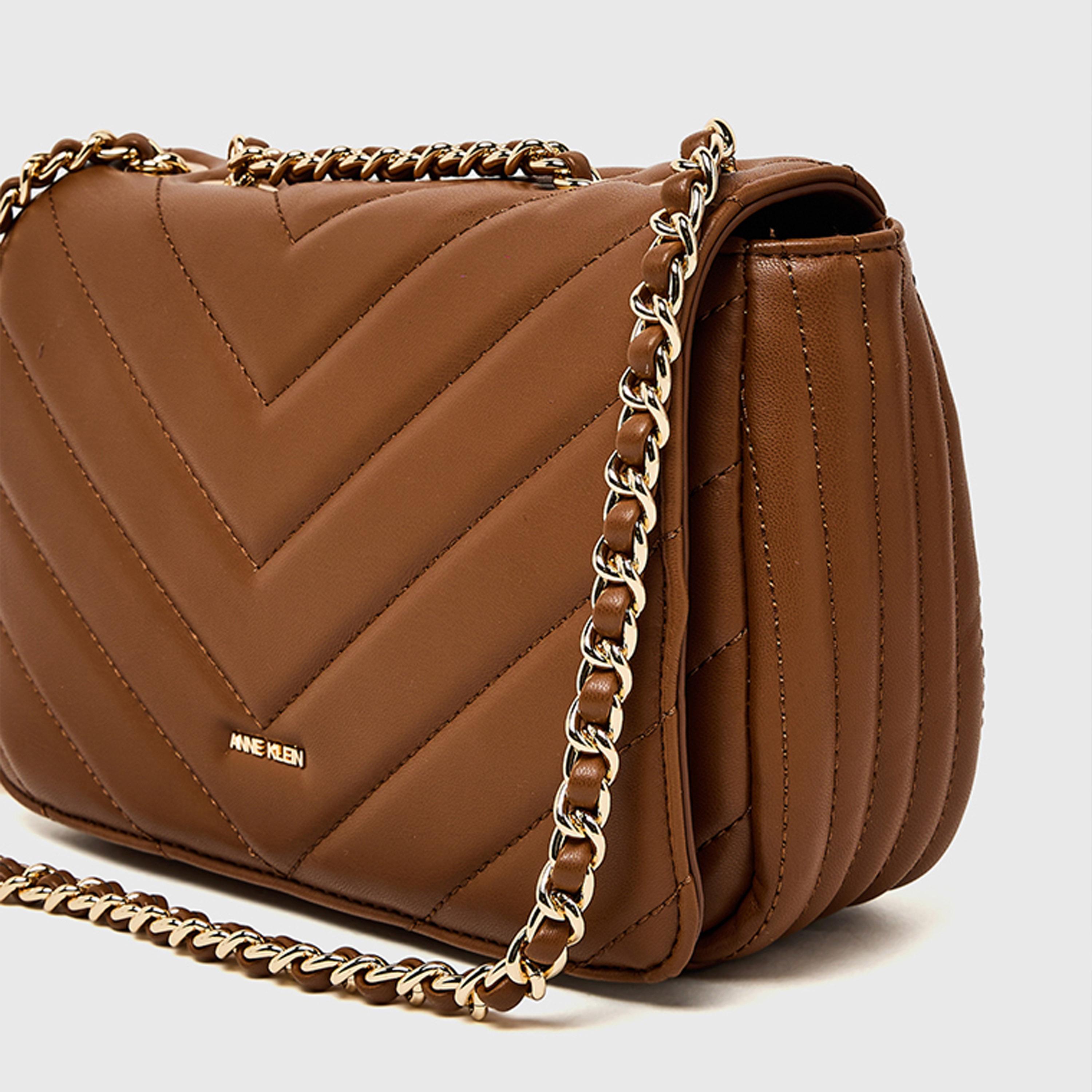 Anne Klein Quilted Crossbody Bag with Flap and Chain Strap | 25 X 16 X 8 CM-women-bagsandwallets-handbags-image-6