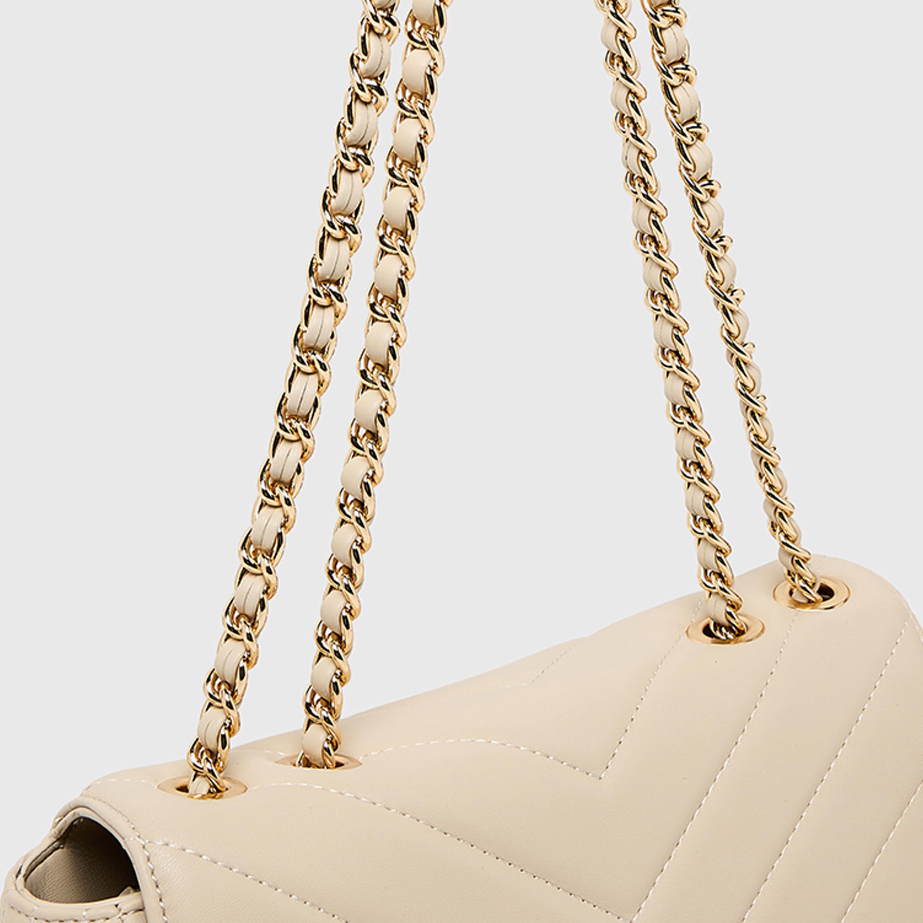 آن كلين - شنطة كروس مبطنة بغطاء وحزام سلسلة | 25 × 16 × 8 سم-women-bagsandwallets-handbags-image-6